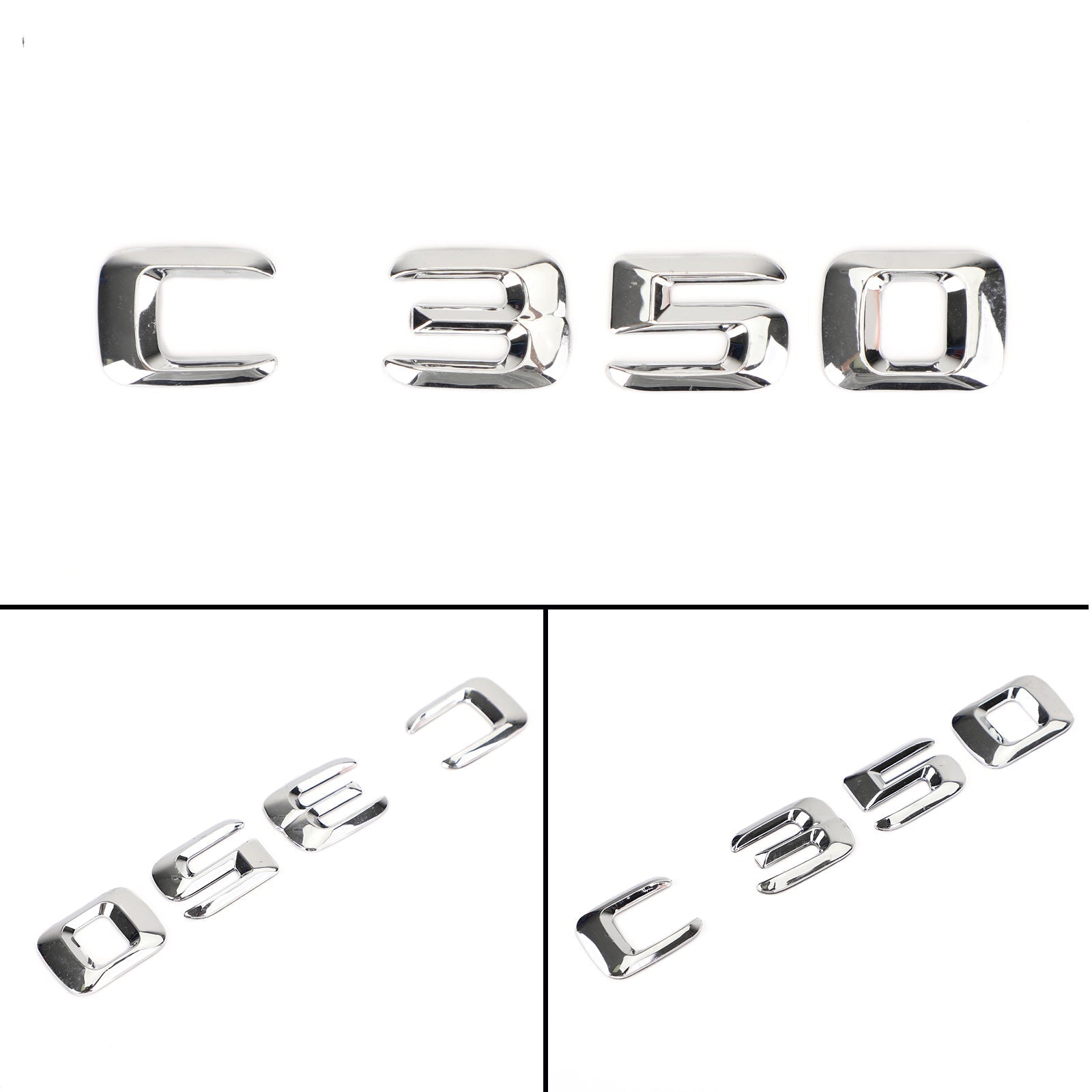 Rear Trunk Emblem Badge Nameplate Decal Letters Numbers Fit Mercedes C350 Chrome Generic