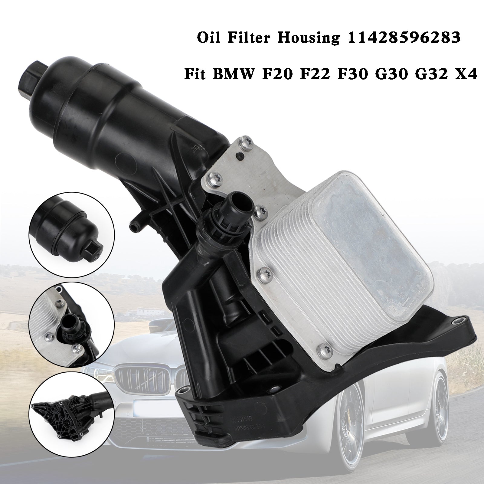 Carcasa del filtro del enfriador de aceite del motor 11428596283 compatible con BMW F20 F22 F30 G30 G32 X4 genérico