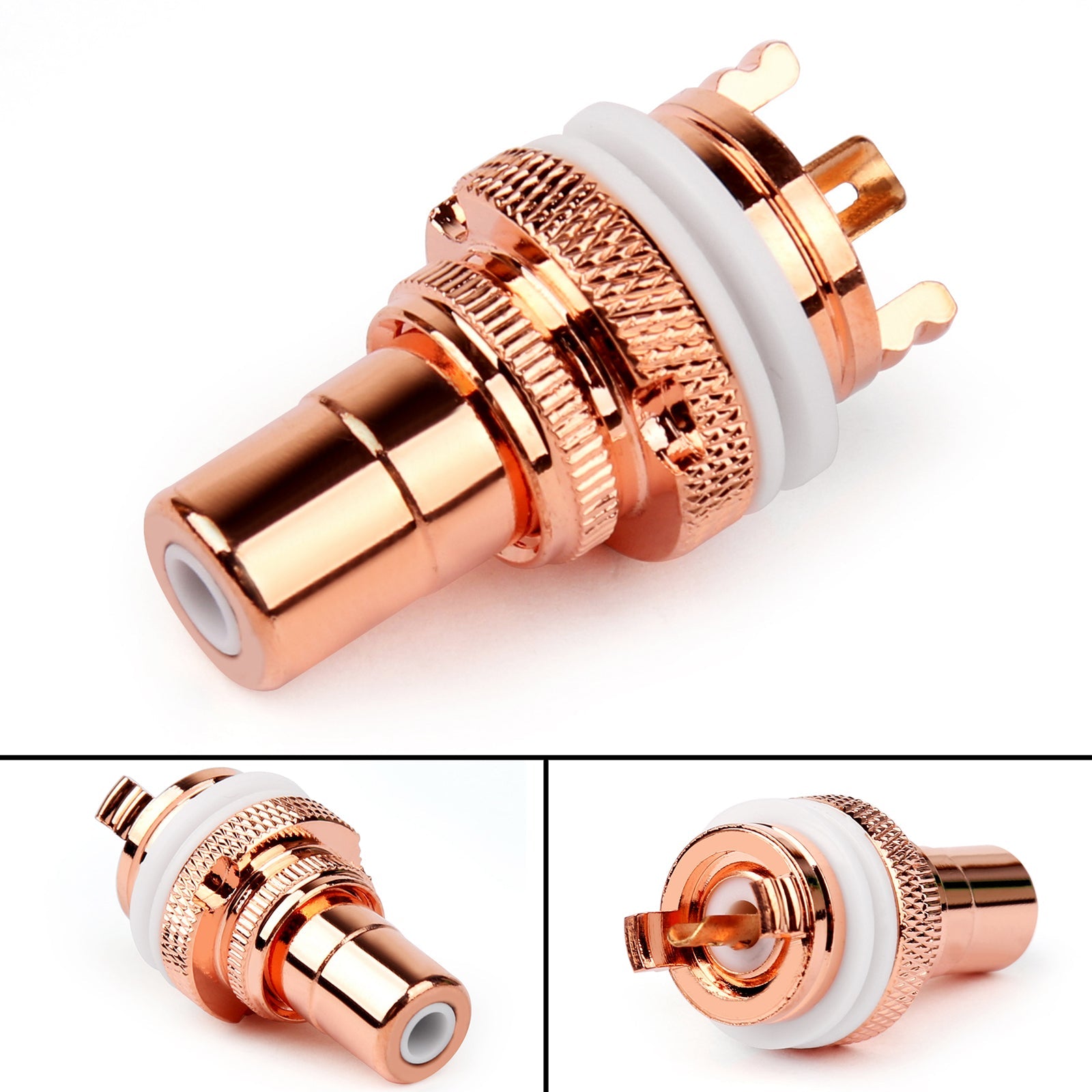 4PCS White RCA Female Socket Chassis Connector High Quality Copper Jack