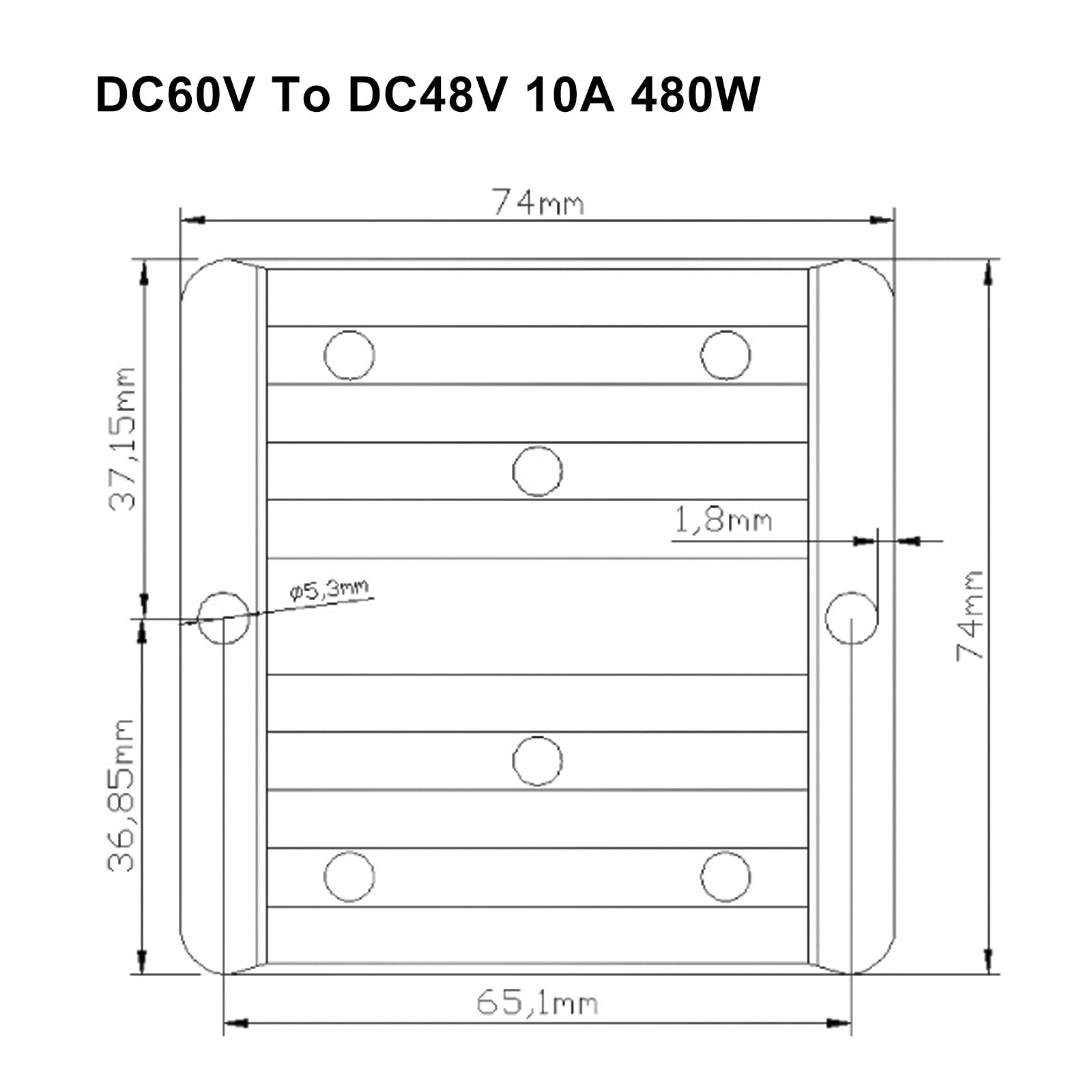 방수 60V~48V 10A 480W 스텝다운 DC/DC 전력 컨버터 레귤레이터