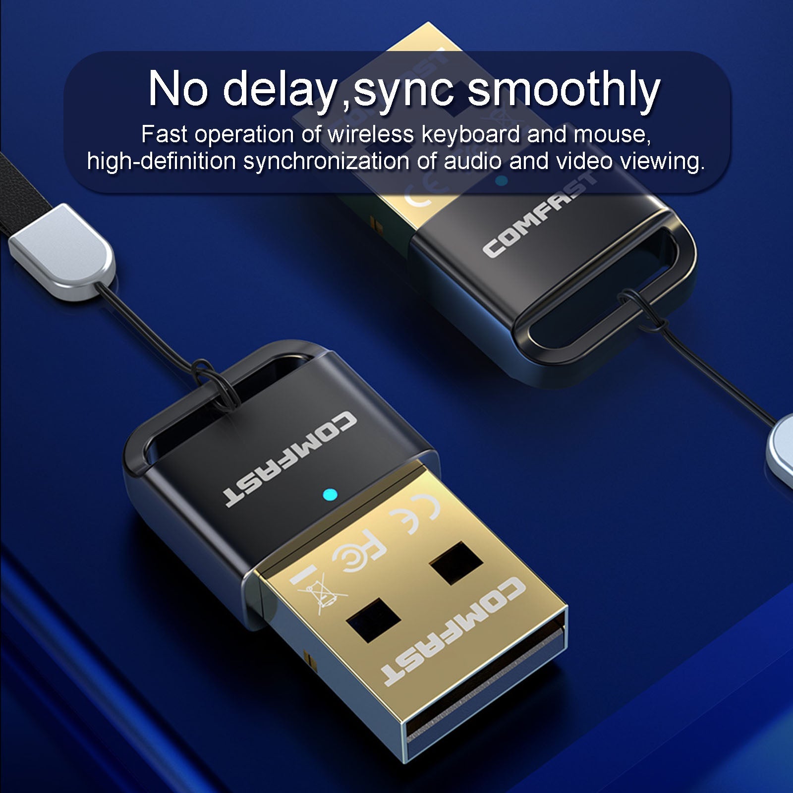 Bluetooth 5.1 Adapter USB Wireless Bluetooth Receiver Transmitter With Lanyard