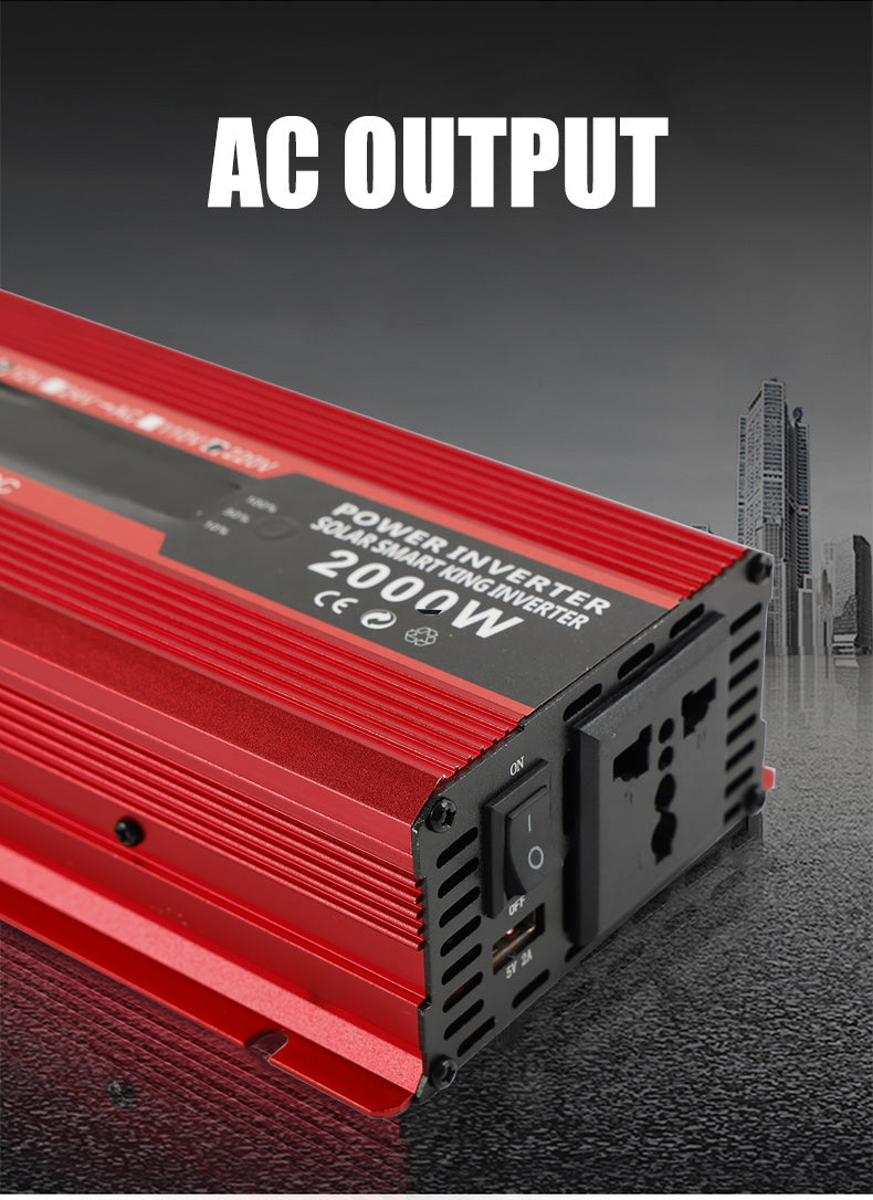 자동차 전원 변환기 인버터 DC 12V ~ AC 220V LCD 2000W 변압기 LED 디스플레이