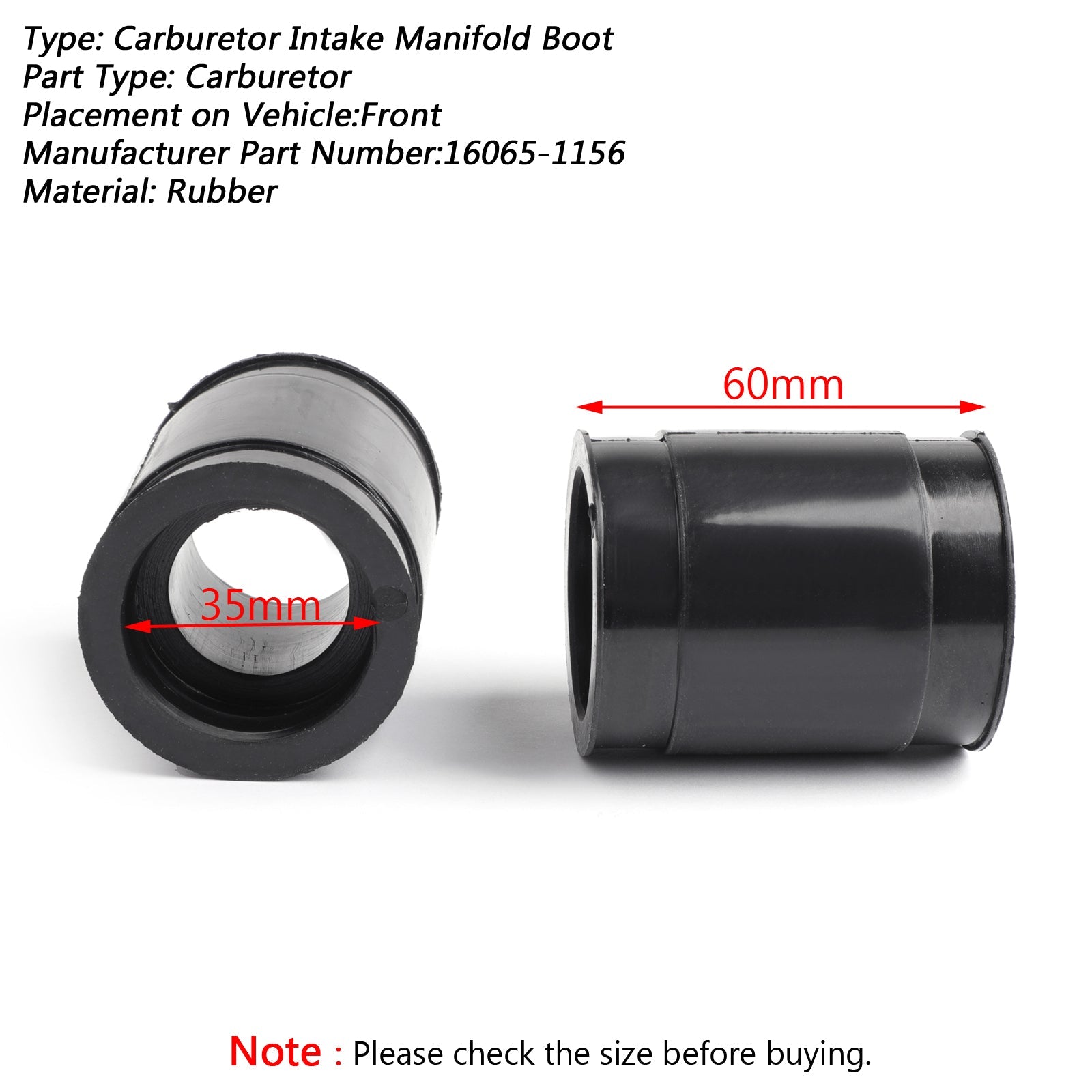 1988-1995 Kawasaki Ninja EX250 ZZR250 GPX250R Intake Carburetor Boot 2 Pcs Generic