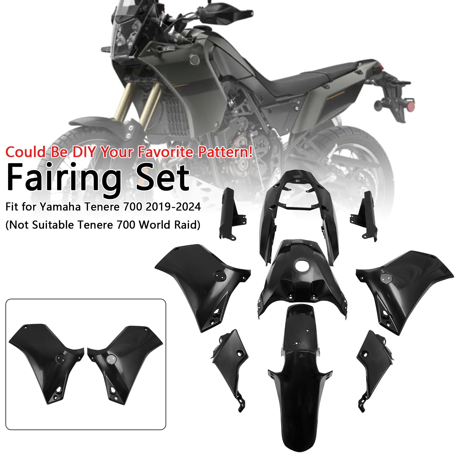 Bodywork Fairing Injection Unpainted For Yamaha Tenere 700 2019-2024
