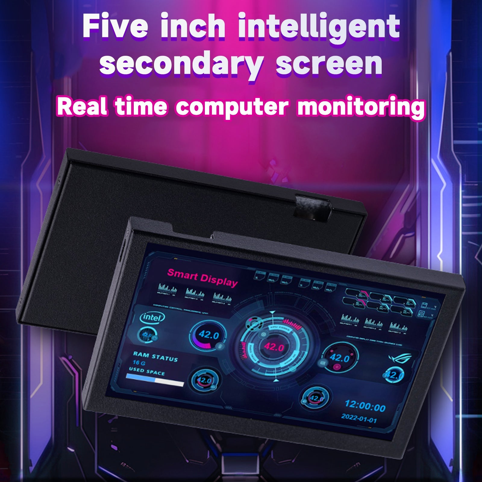 Computer Submonitor 5-inch Chassis Sub-Screen IPS HD Smart USB Desktop Sub-Screen Type-C C