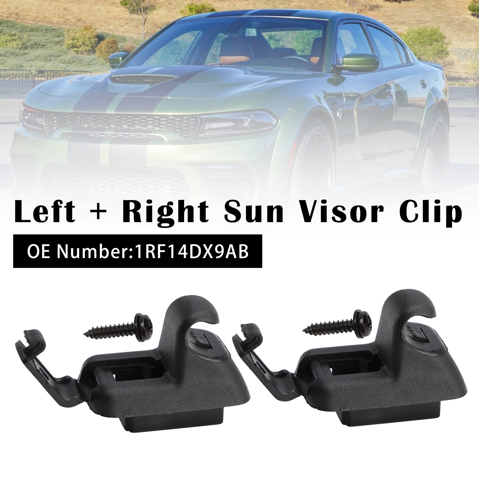 2x Black Sun Visor Clip 1RF14DX9AB Fit For Chrysler 300 Dodge Charger 2011-2020