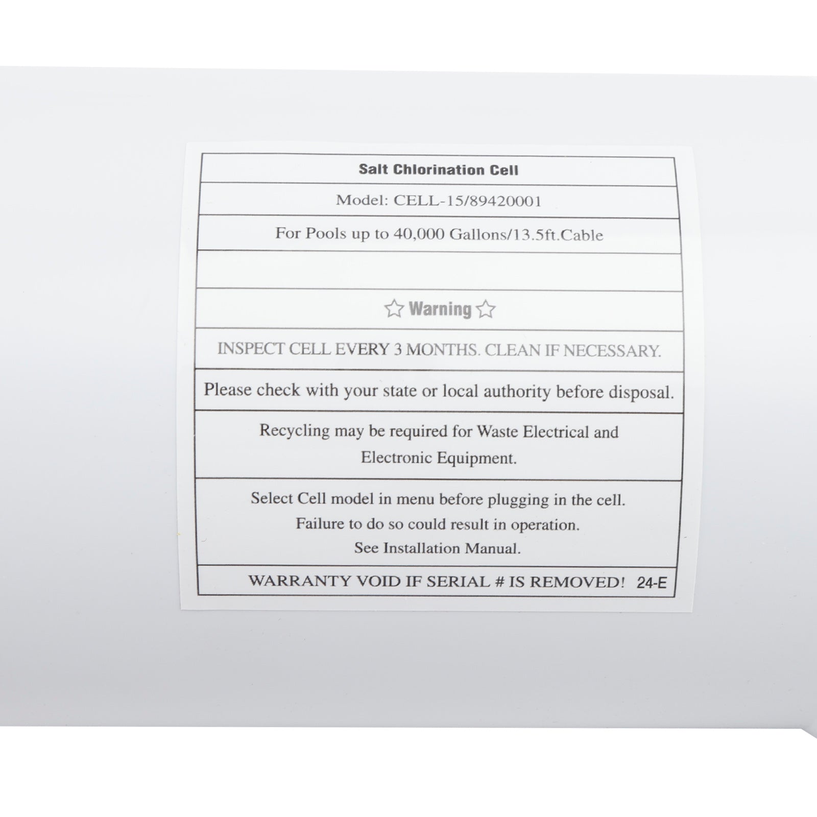 W3T-CELL-15 TurboCell Salt Chlorination Cell for Hayward up to 40 000 Gallons