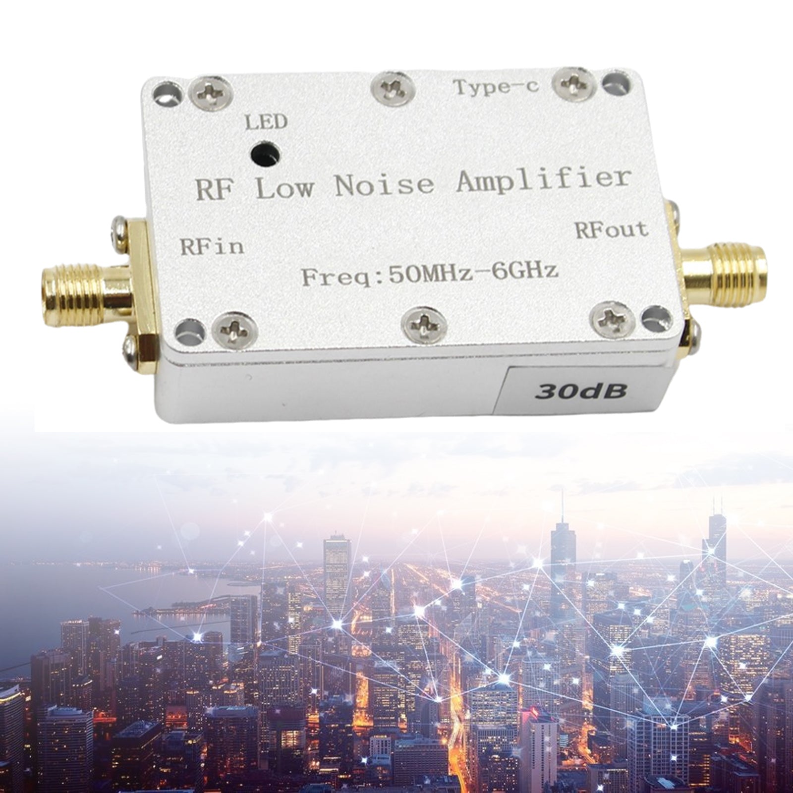 50m-6GHz Radio Frequency Amplifier 20dB 30dB High-Gain Front LNA Low Noise Signal