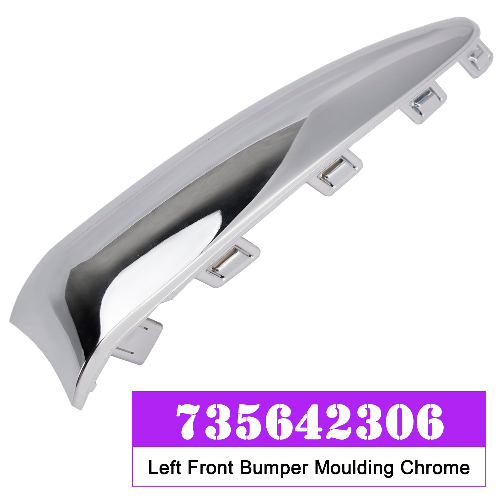 2015.08-2020 Fiat 500 Lounge Left Front Bumper Moulding Chrome 735642306