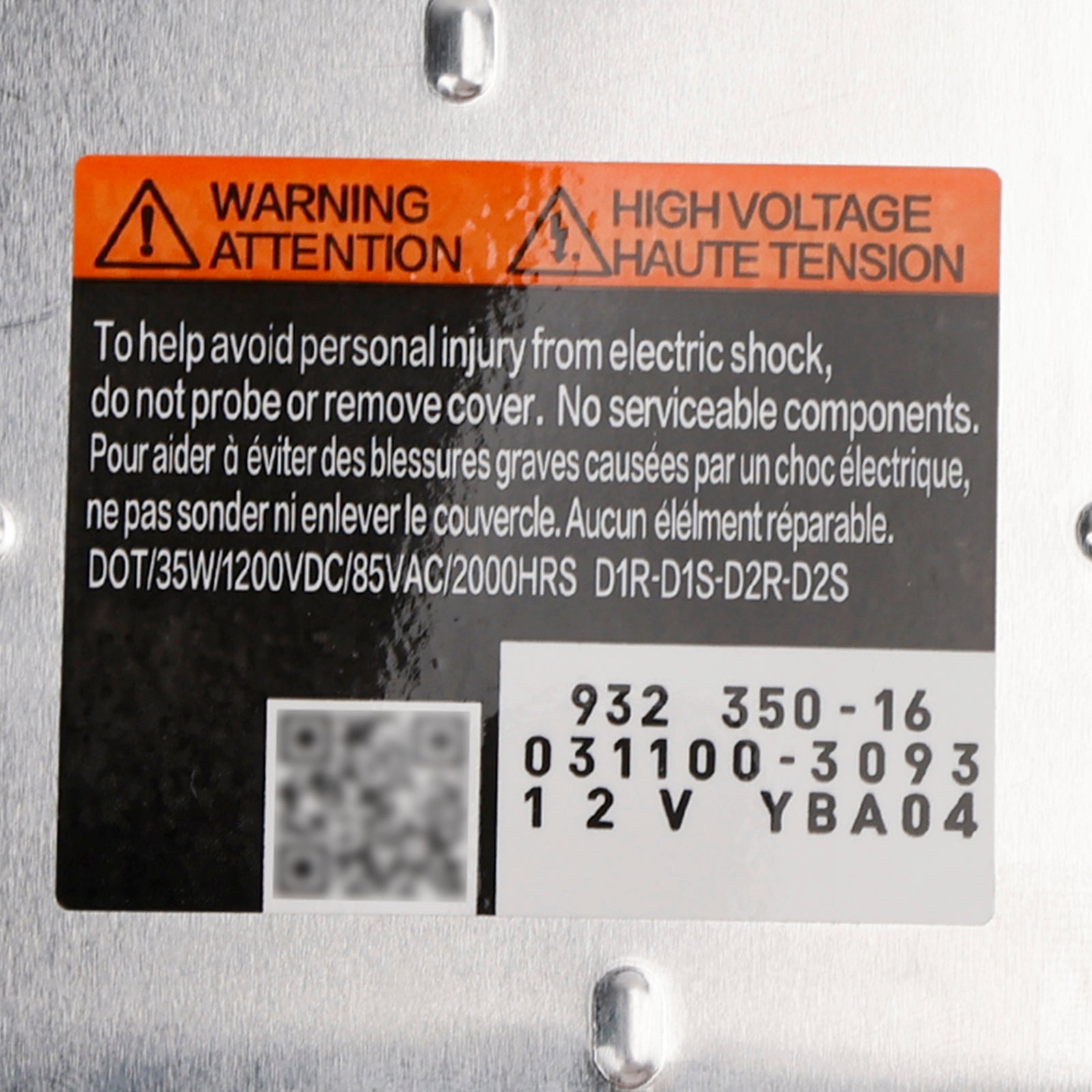 2010-2016 Cadillac SRX Xenon HID Headlight Electric Ballast D1S 25906888