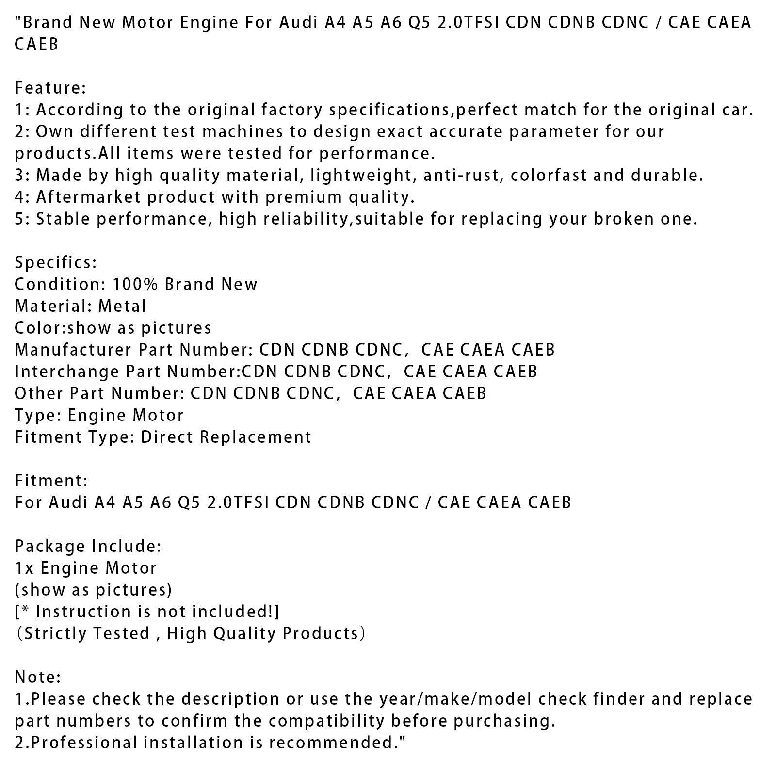 New EA888 Gen2 CCZ 4-Cylinder Engine For Volkswagen CC 2.0L Turbo 2013-2017