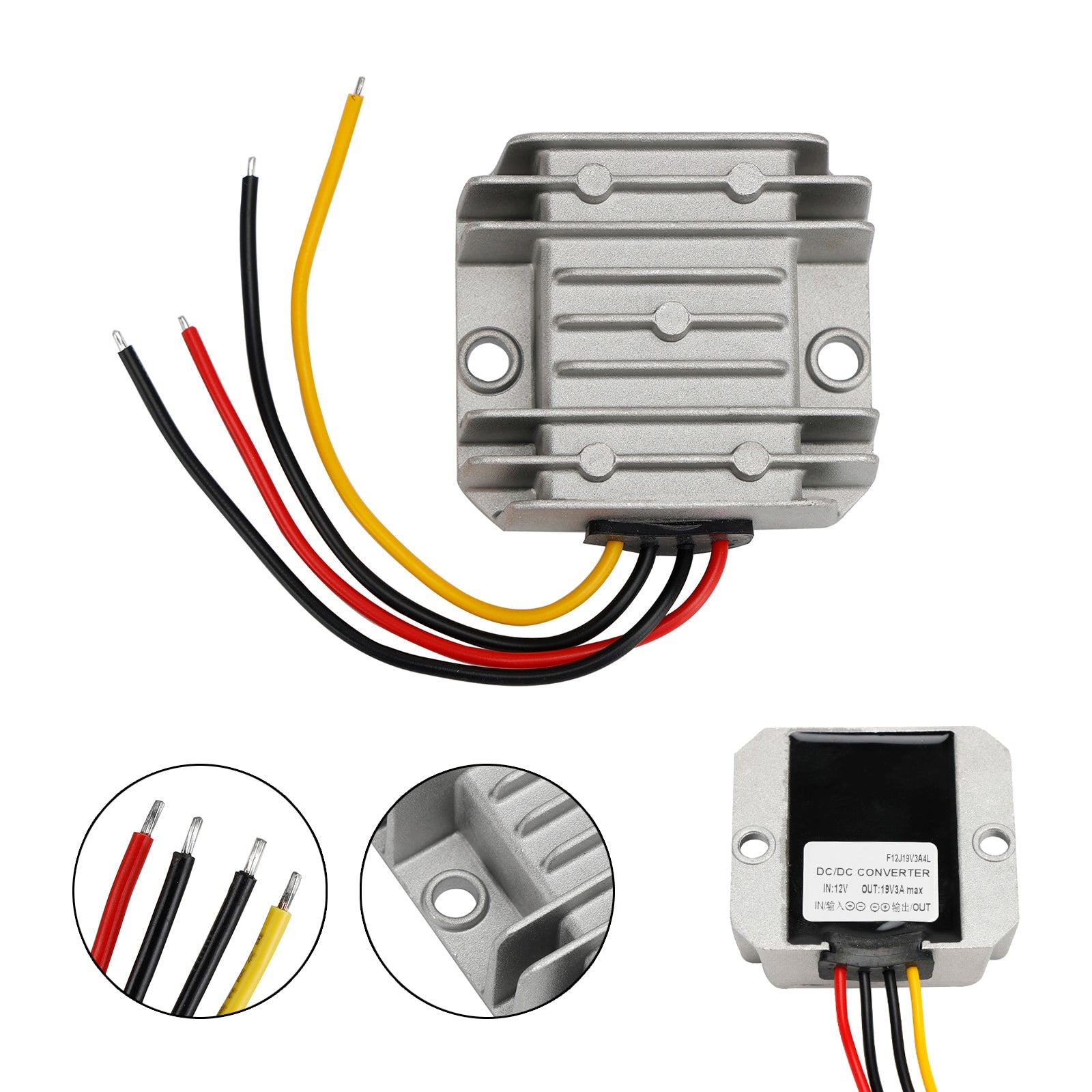 Waterproof DC/DC Converter Regulator 12V Step Up to 19V 3A 57W