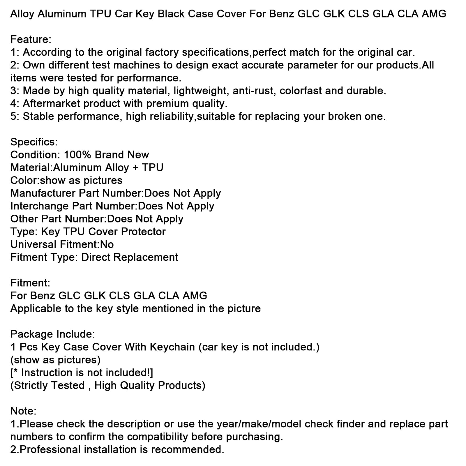 Benz GLC GLK CLS GLA CLA AMG Alloy Aluminum TPU Car Key Brown Case Cover