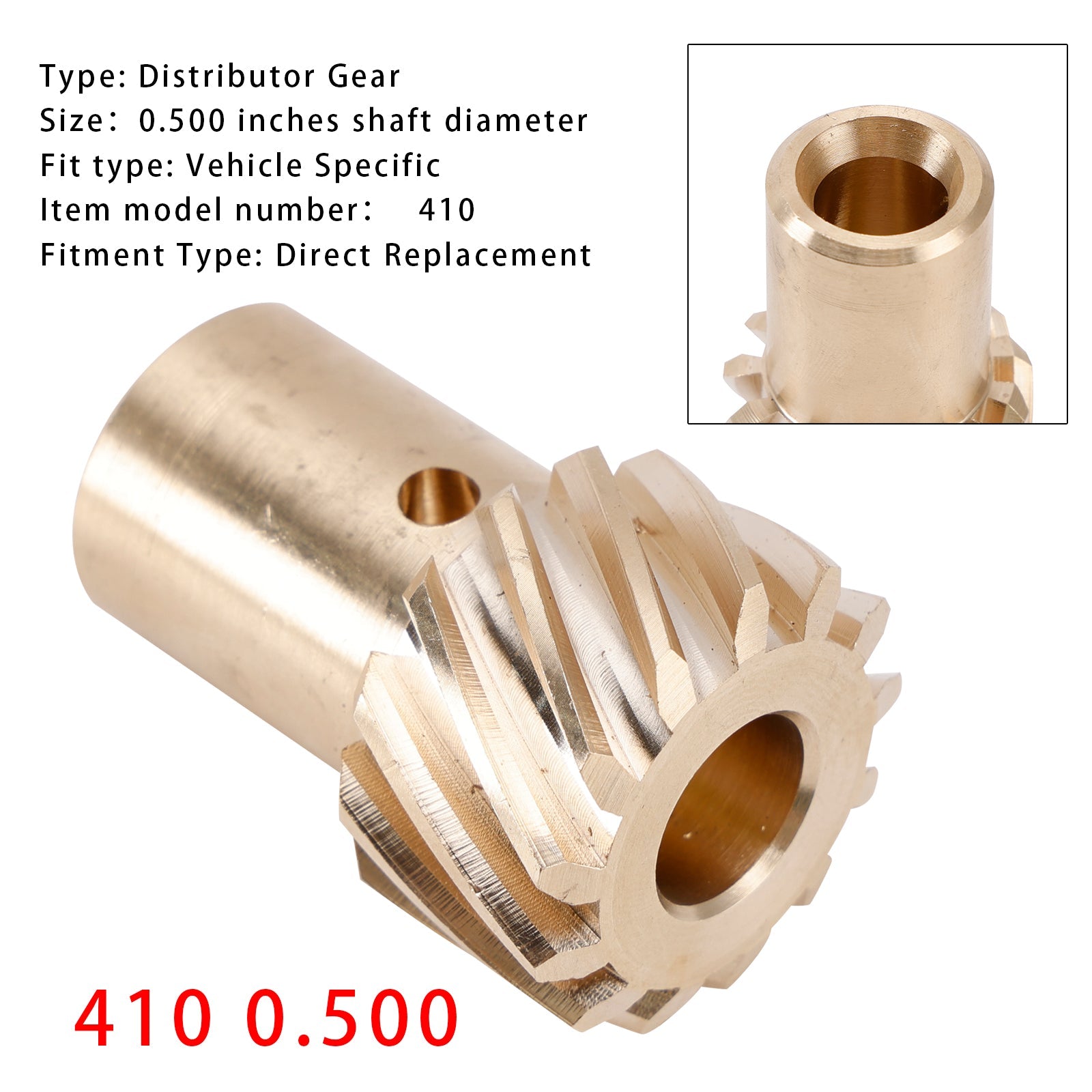 "410 0.500"" Shaft Diameter Distributor Gear For Chevy with MSD Small/Big Block