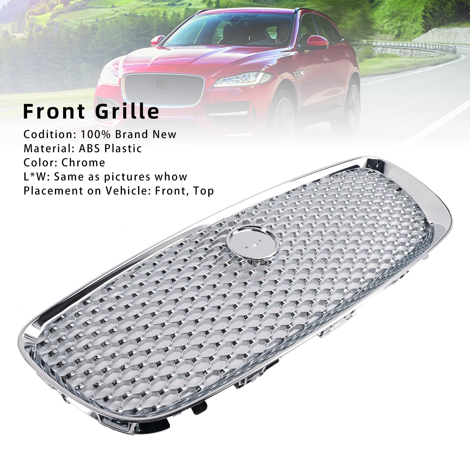 Chrome Front Bumper Grill Grille Fit JAGUAR F-PACE X761 2016-2020