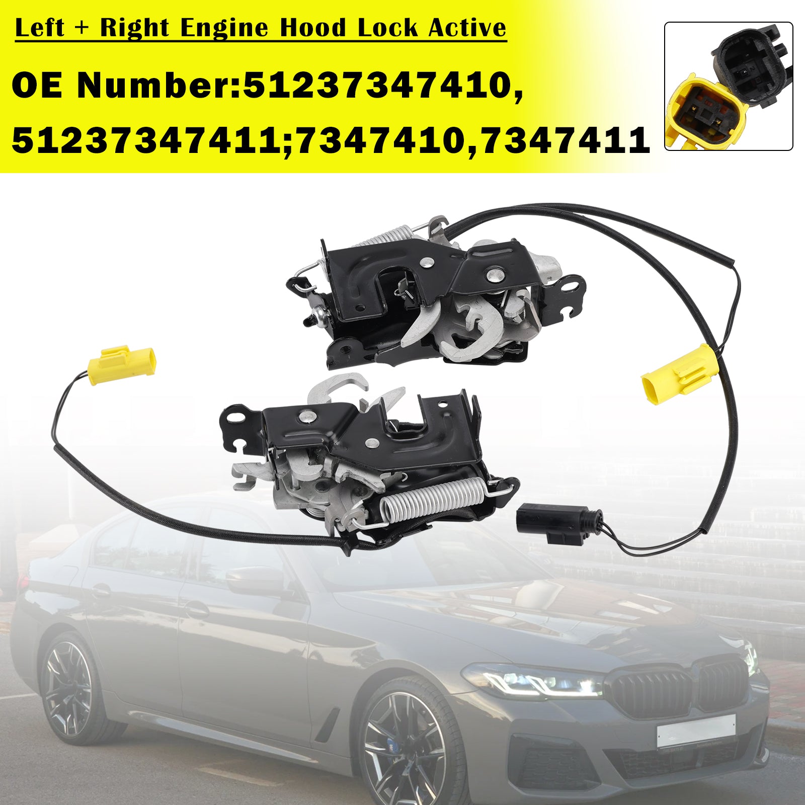 2016-2023 For BMW 5 (G30, F90)  Engine Hood Lock Active Left + Right Set 51237347410