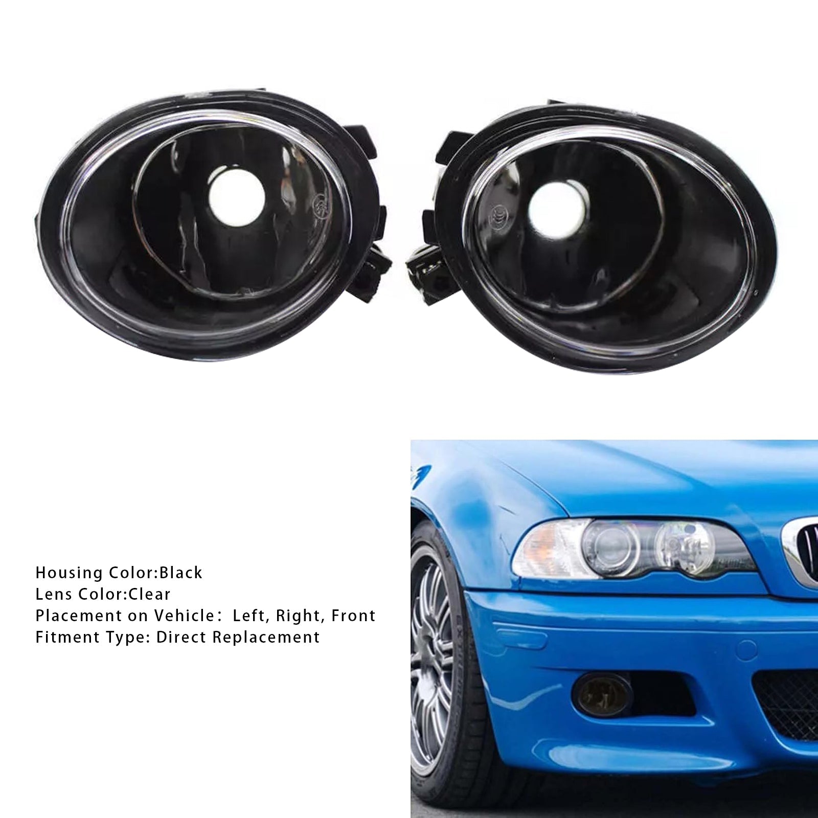 Pair Front Fog Light Lamps Without Bulbs For  BMW E46 3 Series 2001-2006