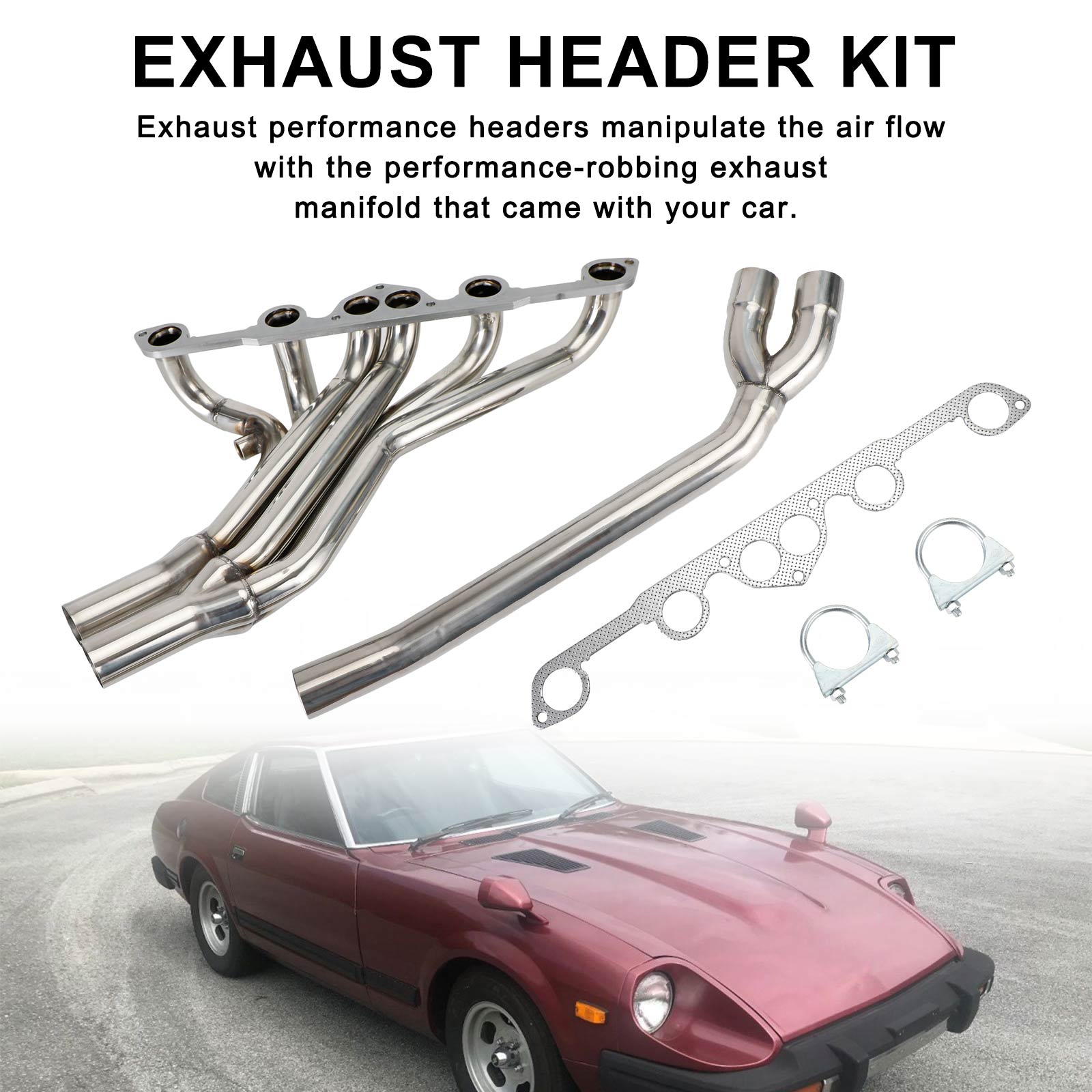 Stainless Exhaust Header Manifold Fit Nissan 280Z 280ZX L28E 77-83 Fit Datsun