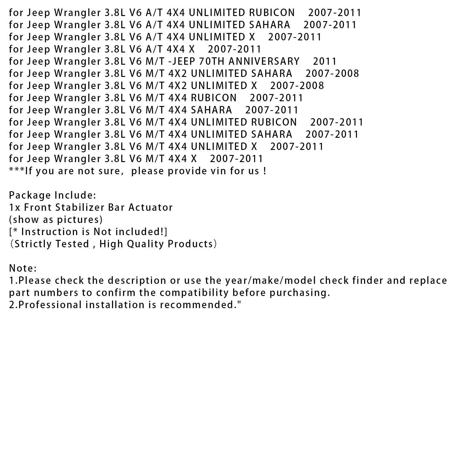 Brand New Front Stabilizer Bar Actuator 68044411AB For Jeep Wrangler 2007-2018