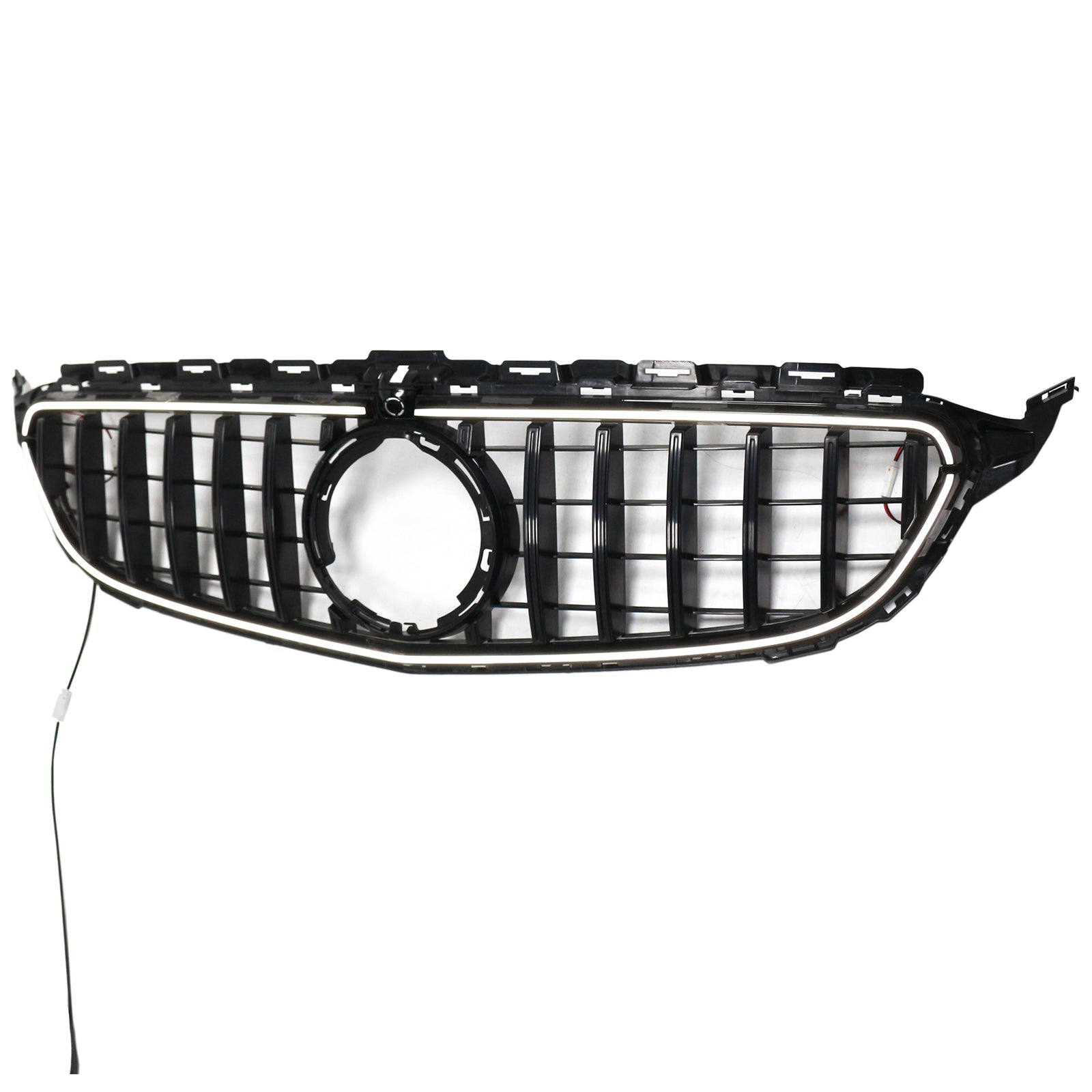 Black Front Bumper Grill Grille Fit Mercedes W205 C250 C300 2015-2021 W/LED