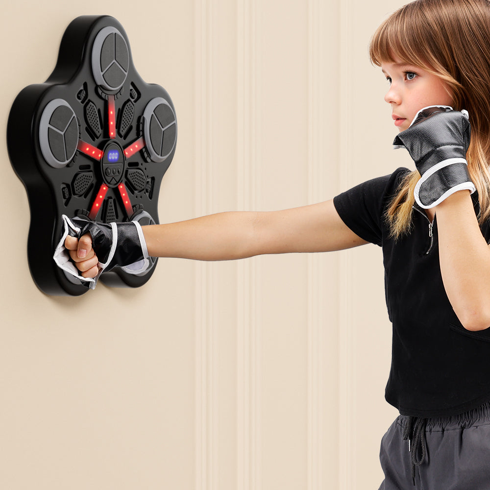 Dual Installation Options & Scoring Function for Home Use Music Boxing Machine for Kids – Wall-Mounted Bluetooth Smart Boxing Trainer with Workout Gloves