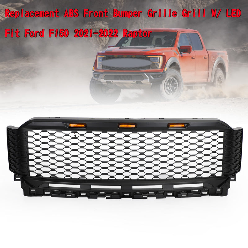 Replacement ABS Front Bumper Grille Grill W/ LED Fit Ford F150 2021-2023 Raptor