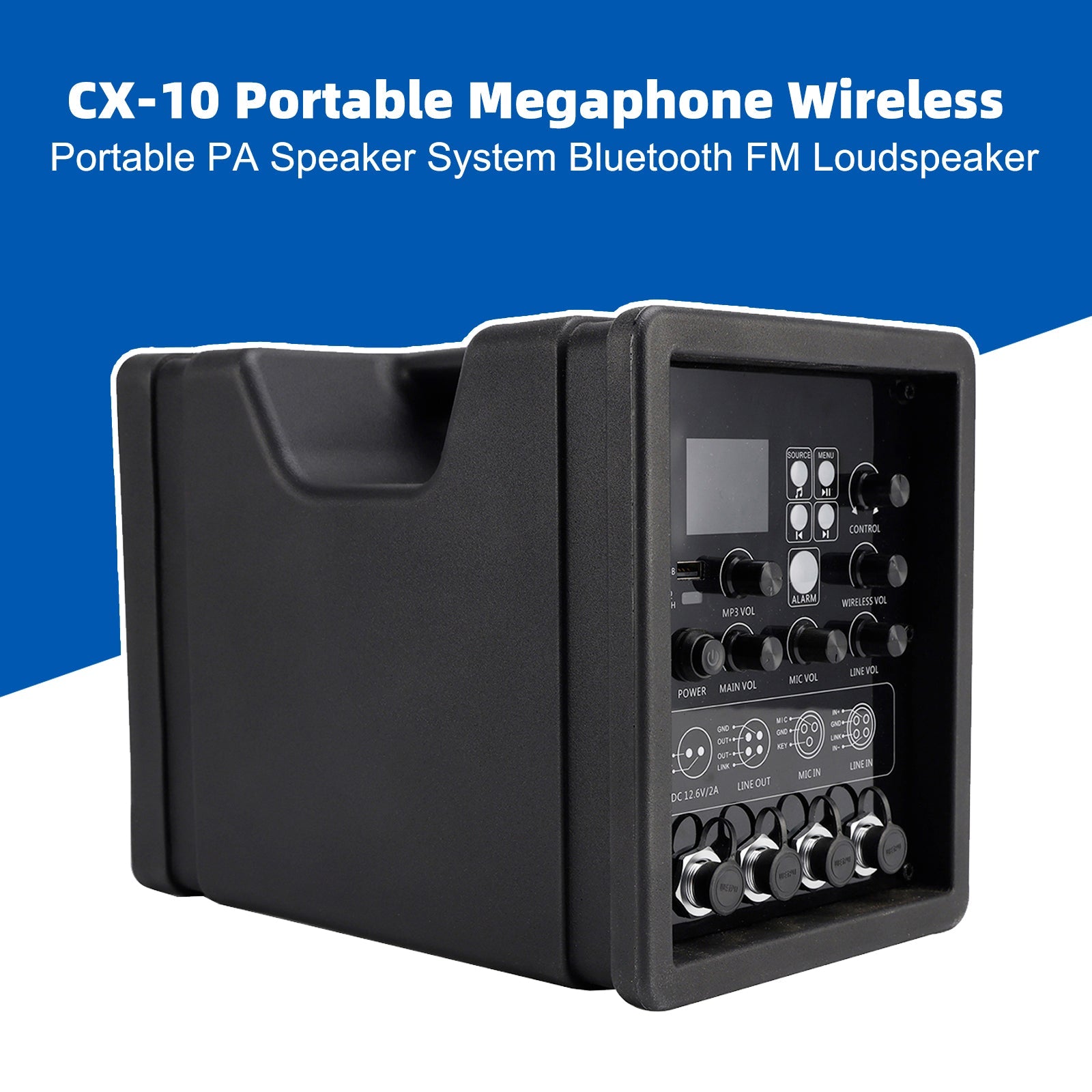 CX-10 Portable Megaphone Wireless Portable PA Speaker System FM Loudspeaker