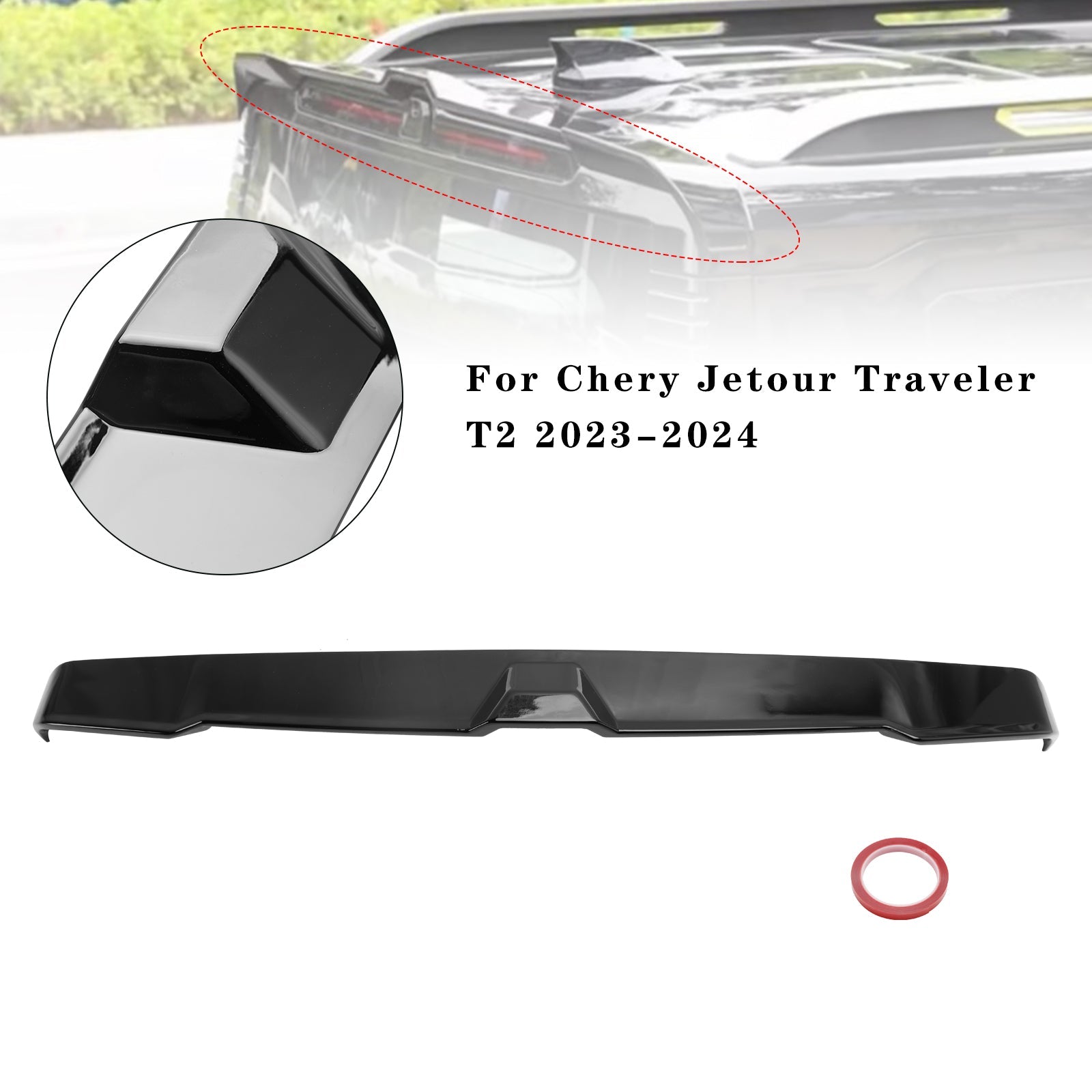 Gloss Black Rear Boot Spoiler Roof Fit Chery Jetour Traveler T2 2023-2024