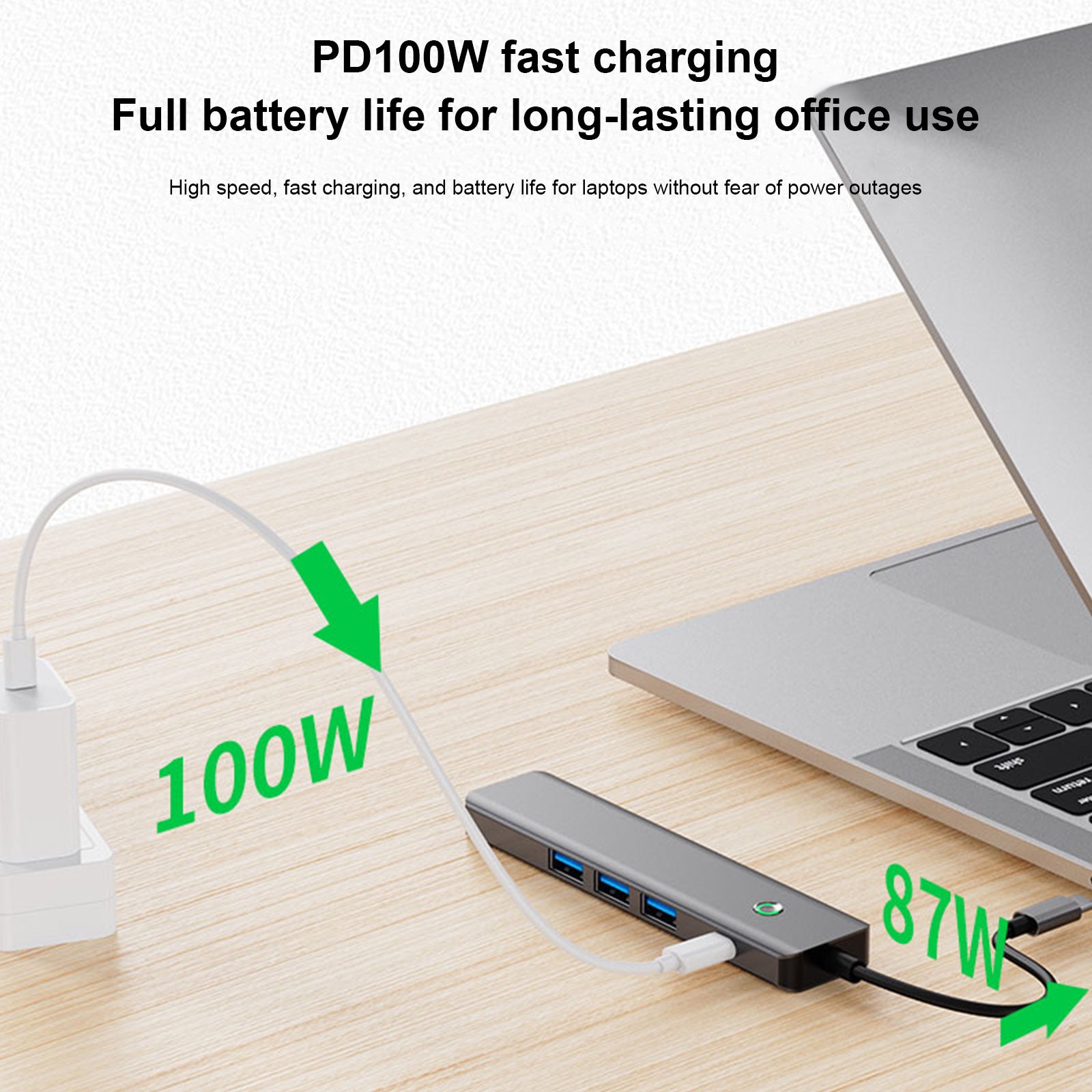 5 in 1 TYPE-C USB3.0 HDMI PD100W Interface Hub Adapter Dock for MacBook iPad 15