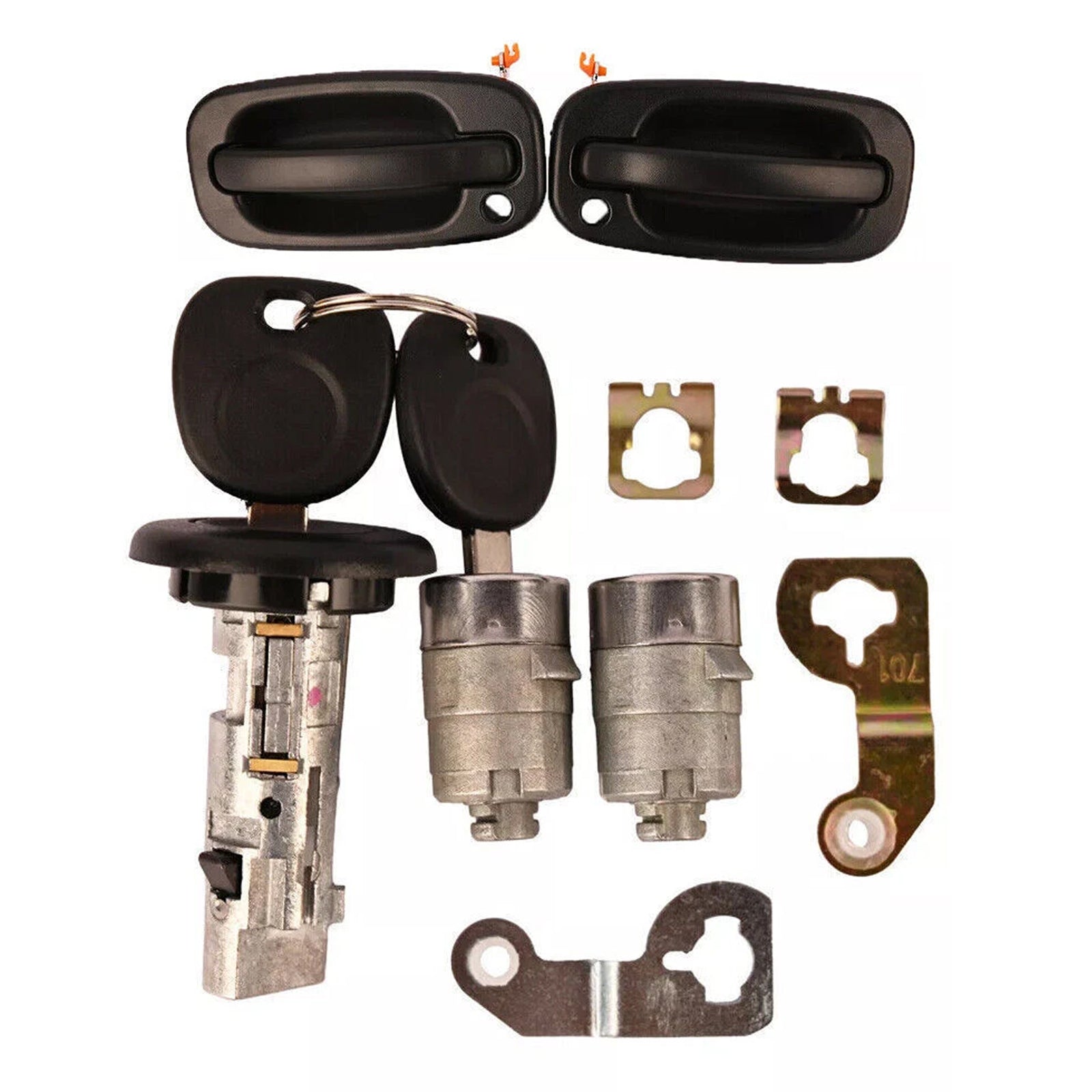 Exterior Door Handle & 2 Door Lock Set & 2 SAME KEYS For GM Chevy 2001-2006
