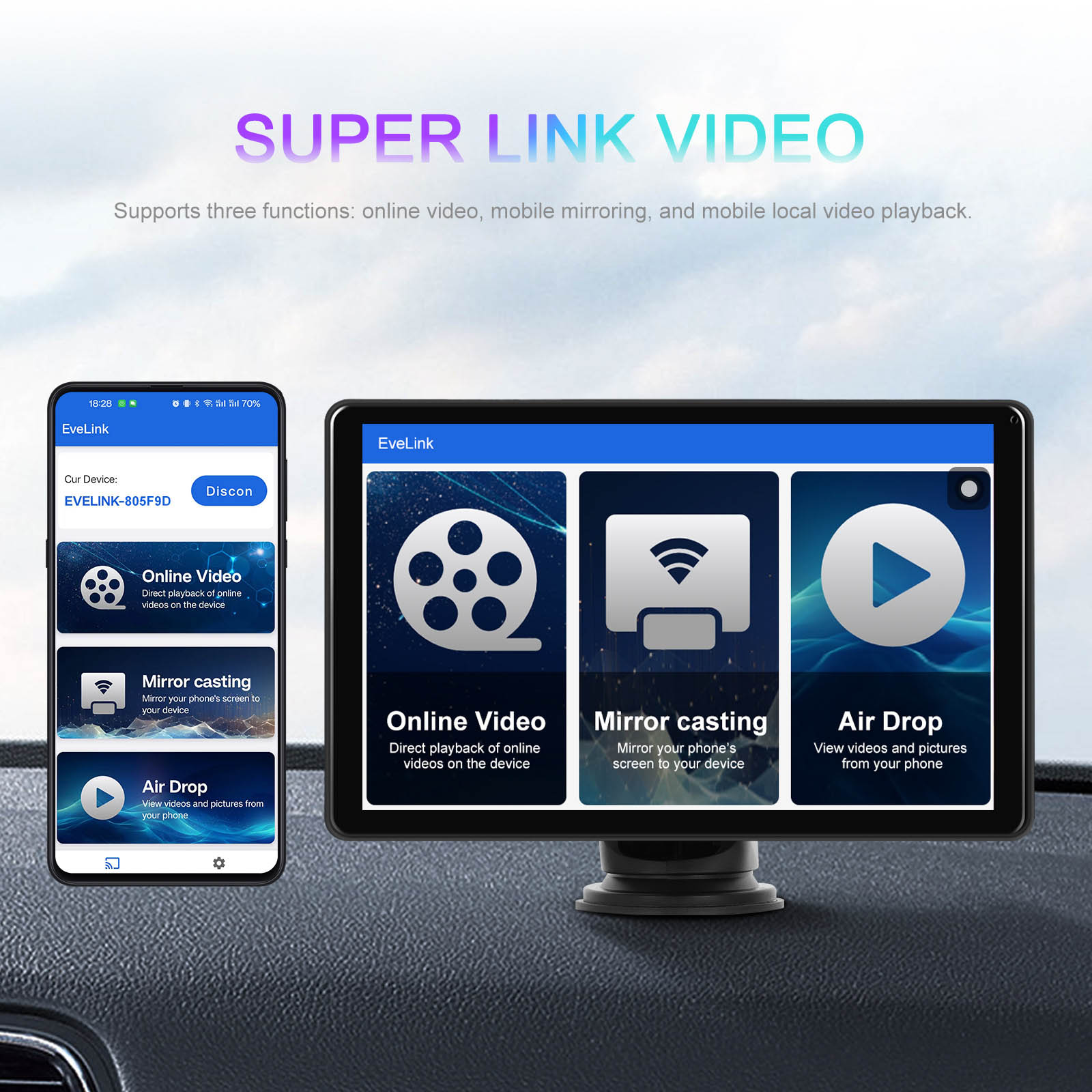 8-inch Full Touch Screen Apple CarPlay Android Auto Switching Display AHD Camera