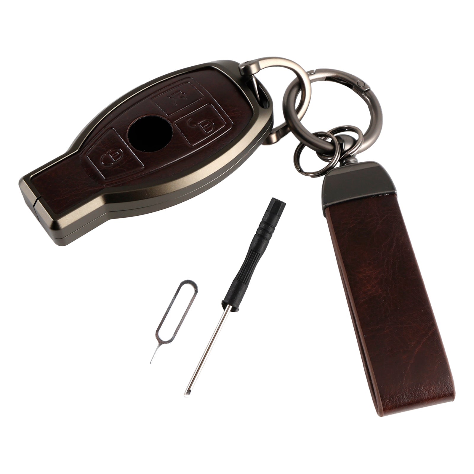 Benz GLC GLK CLS GLA CLA AMG Alloy Aluminum TPU Car Key Brown Case Cover