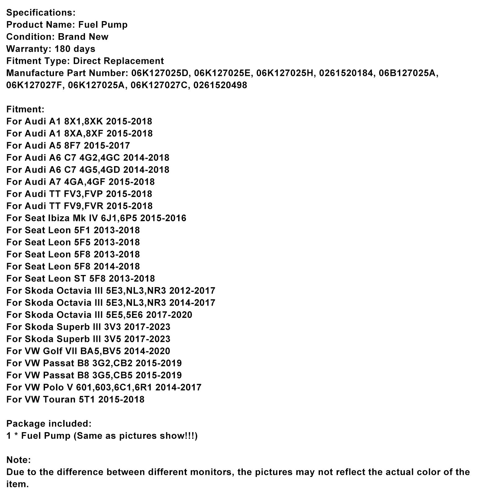 2014-2018 Audi A6 C7 4G2,4GC High Pressure Fuel Pump