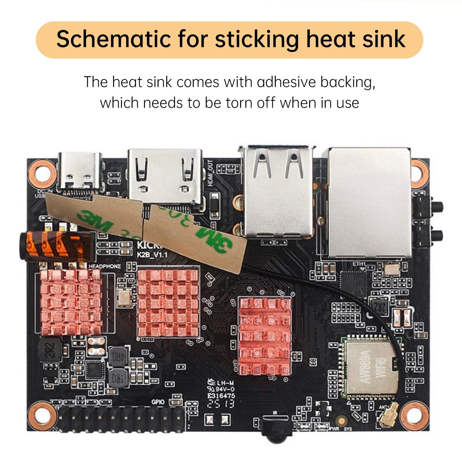 Quanzhi H618 Development Board Heat Sink Pure Copper Radiator For Kickpi K2B