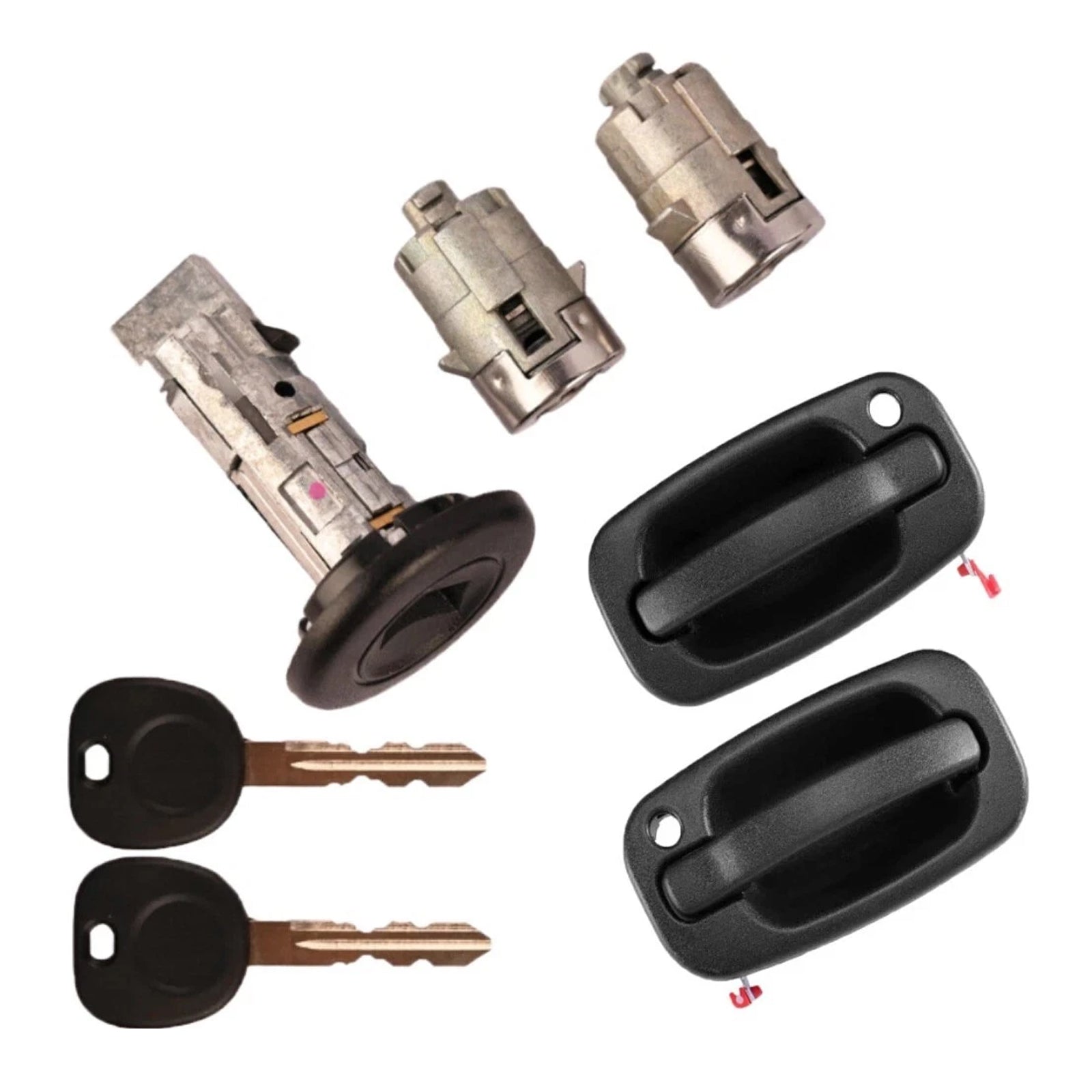 Exterior Door Handle & 2 Door Lock Set & 2 SAME KEYS For GM Chevy 2001-2006