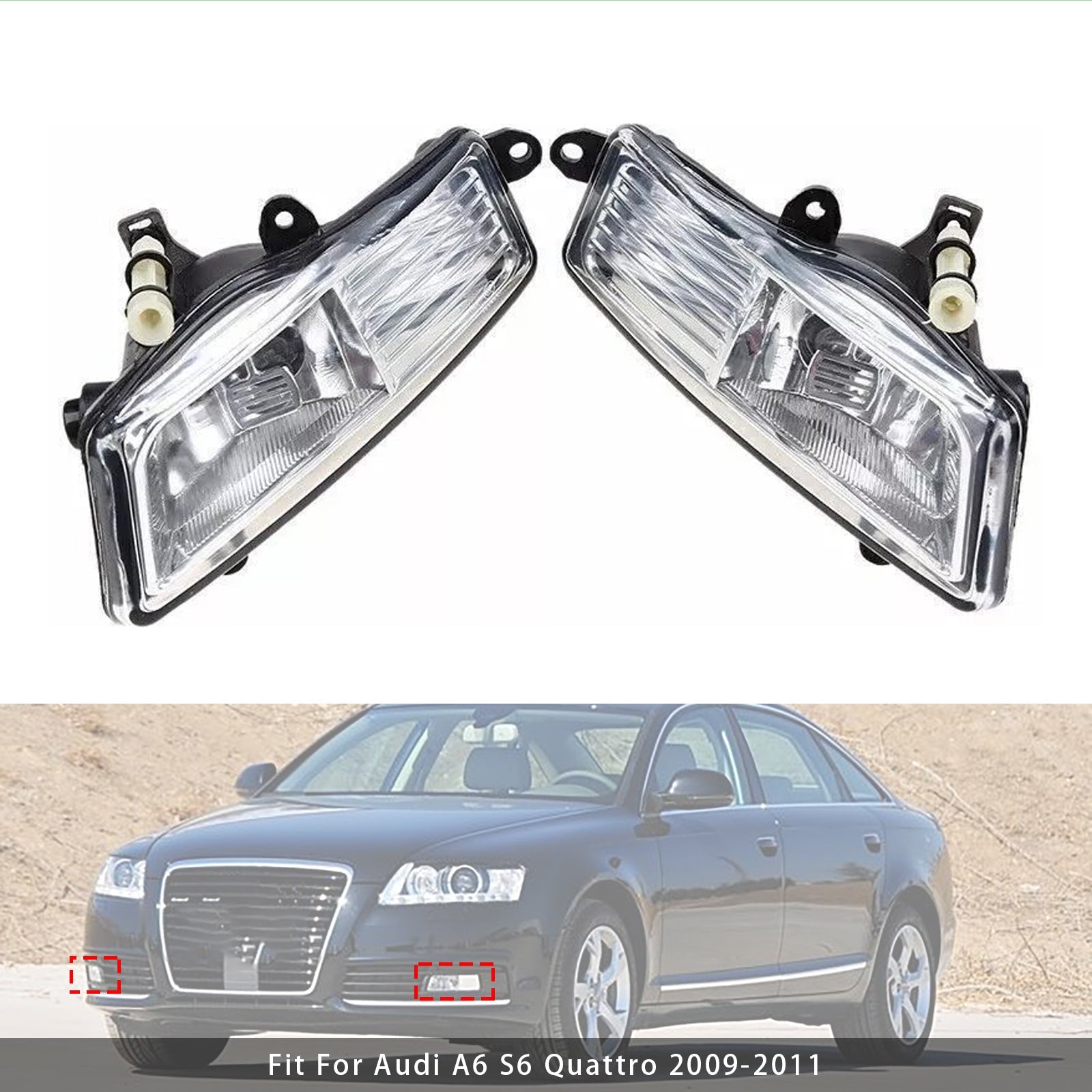 2009-2011 Audi A6 C6 Pair Front Bumper Driving Fog Light Lamps 4F0941699A