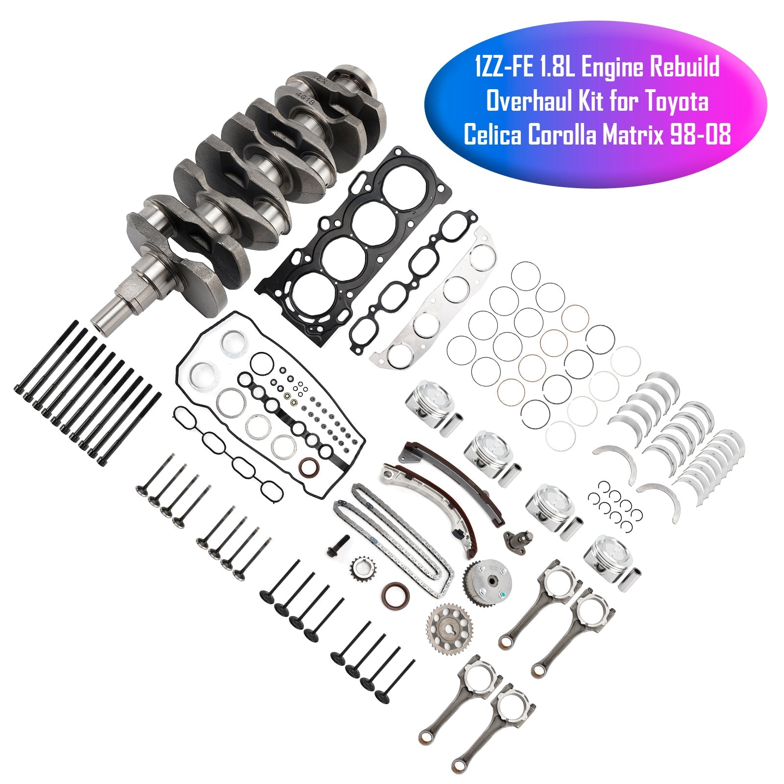 2000-2005 TOYOTA CELICA GT 1.8L Engine Rebuild Overhaul Kit 1ZZ-FE 11071-22010 13401-22020 Generic