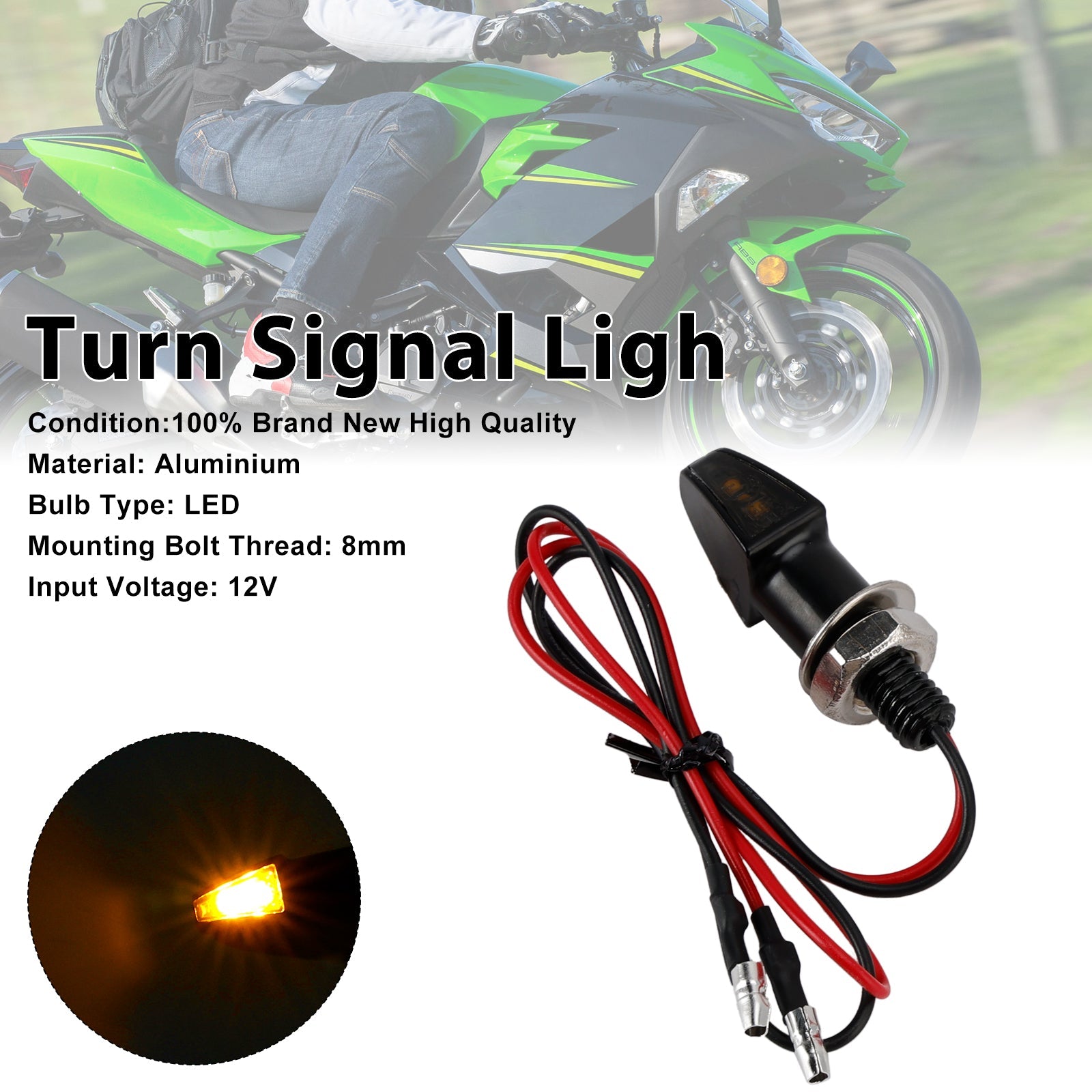 12V LED Turn Signal Indicator Light 8mm Universal Motorcycle For Yamaha