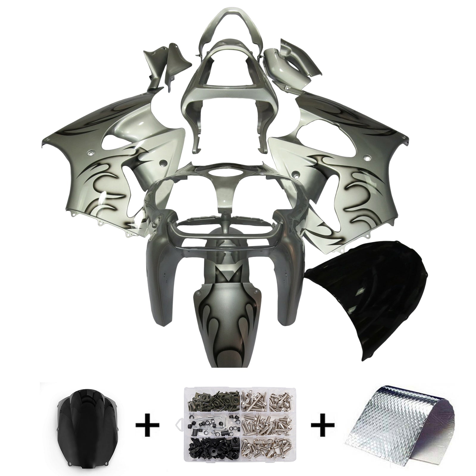 Injection Fairing Kit Bodywork For Kawasaki ZX6R 636 2000-2002 ZZR600 2005-2008