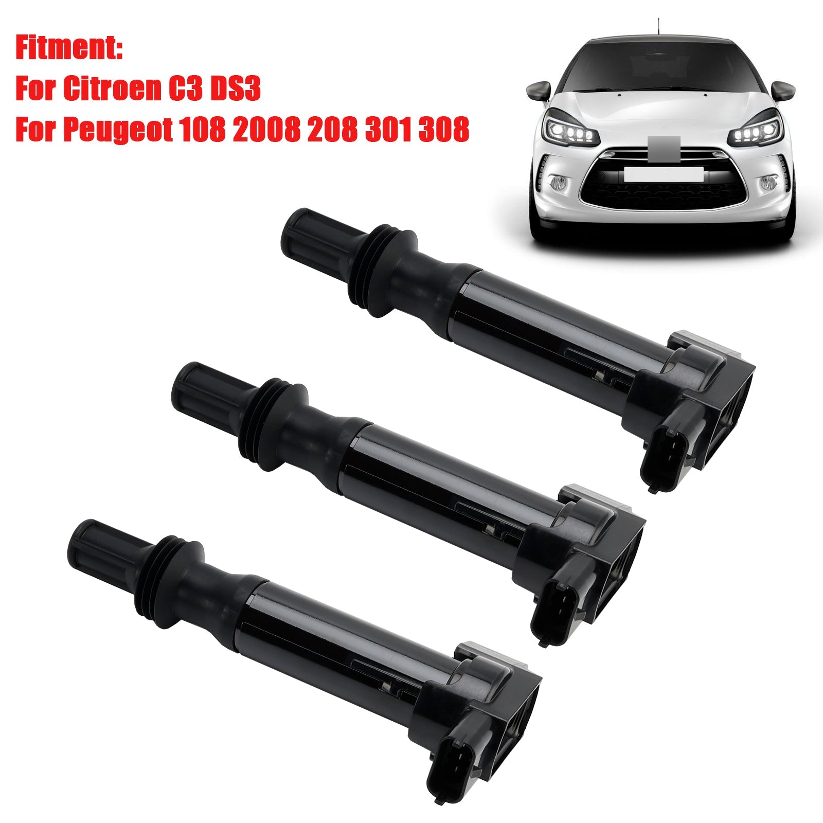 3x Ignition Coil Pack 9671214580 For Citroen C3 DS3 Peugeot 108 2008 208