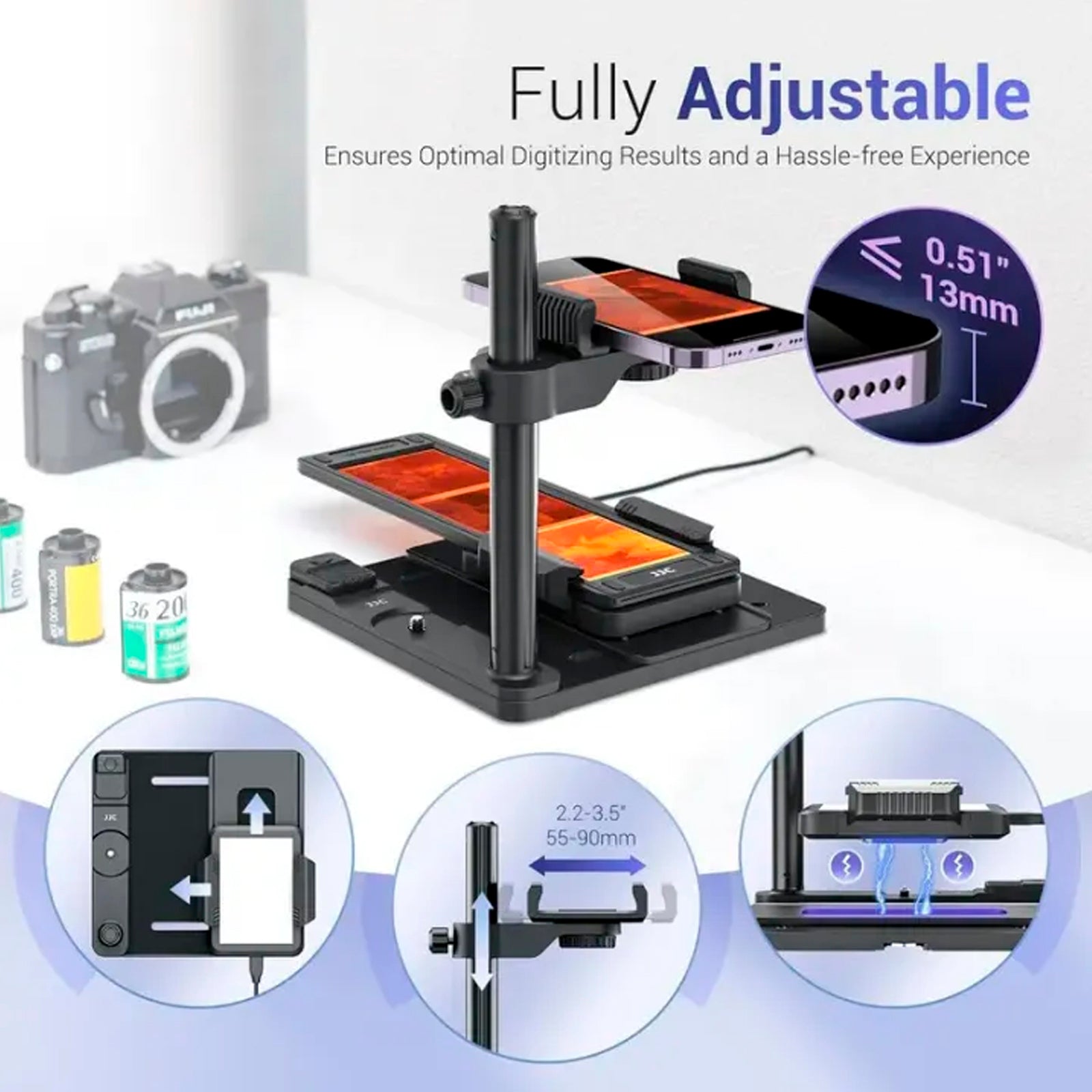 JJC Mobile Negative Film Scanner 35mm 120 Film Scanner Set Scan Old Photo to JPG