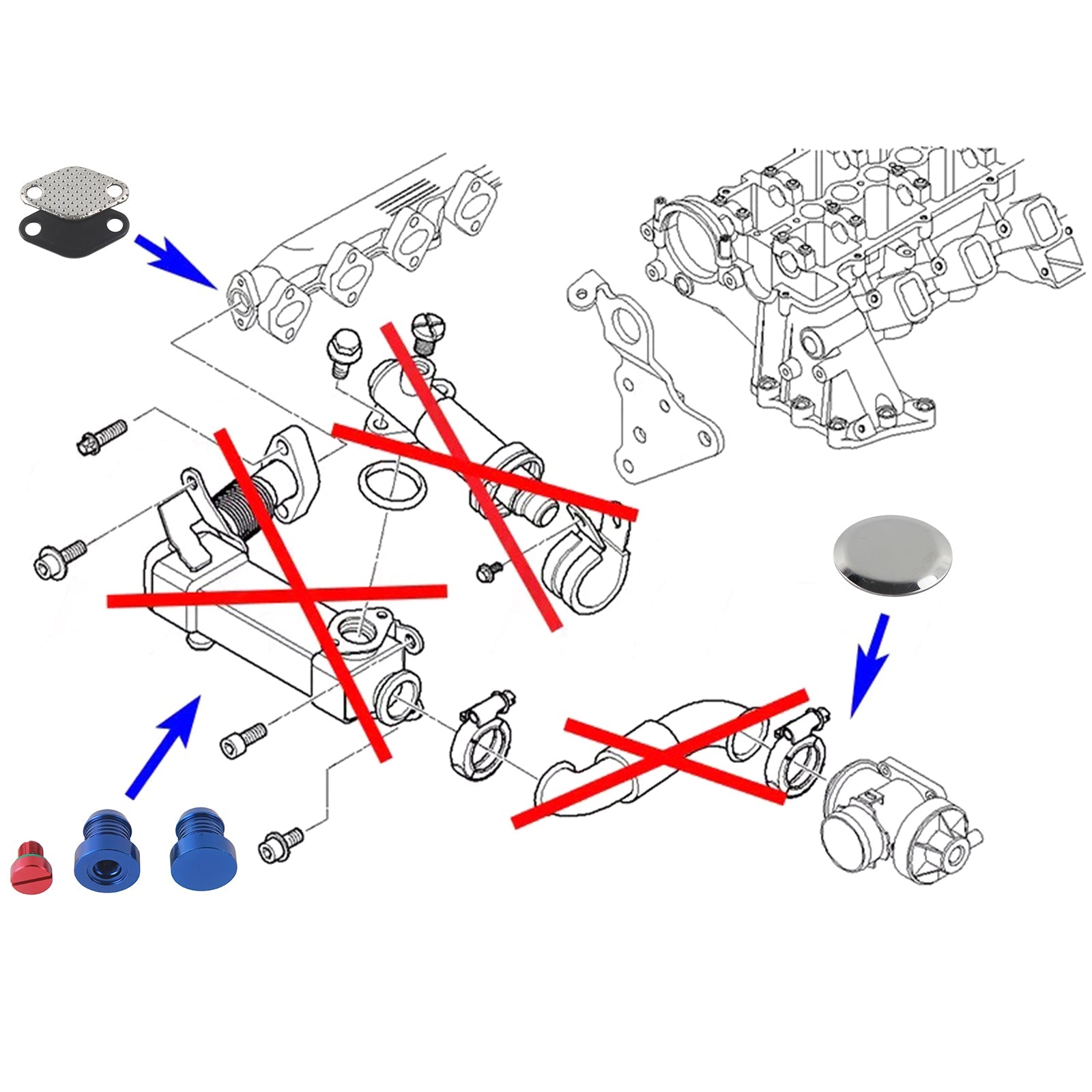 EGR Valve Cooler Repair Replace kit for BMW M47N2 M57N2 E46 E90 E60 E61 E83