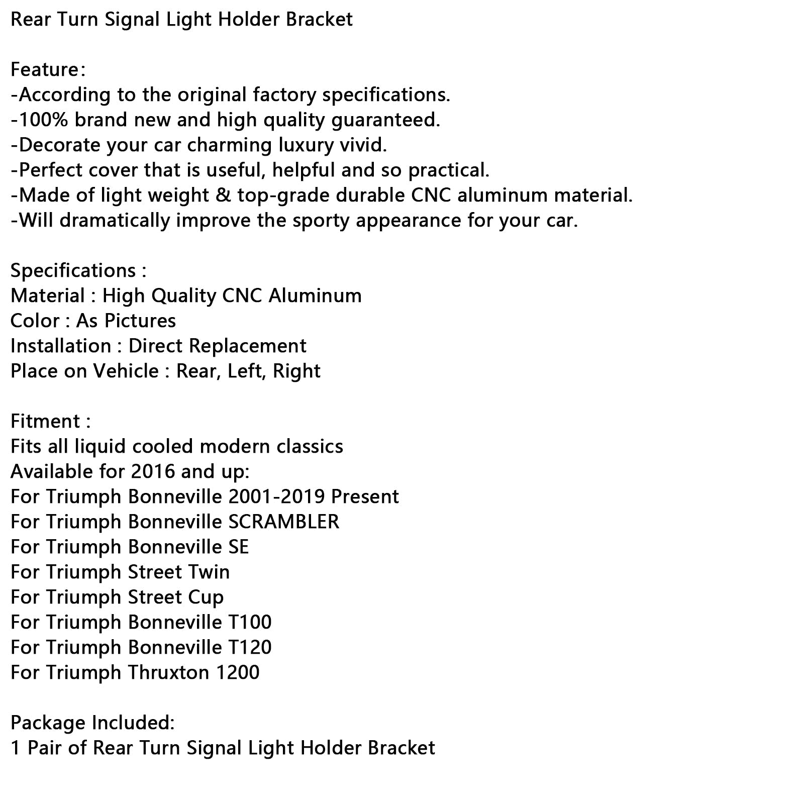 Rear Turn Signal Light Holder Bracket For Bonneville SE T100 T120
