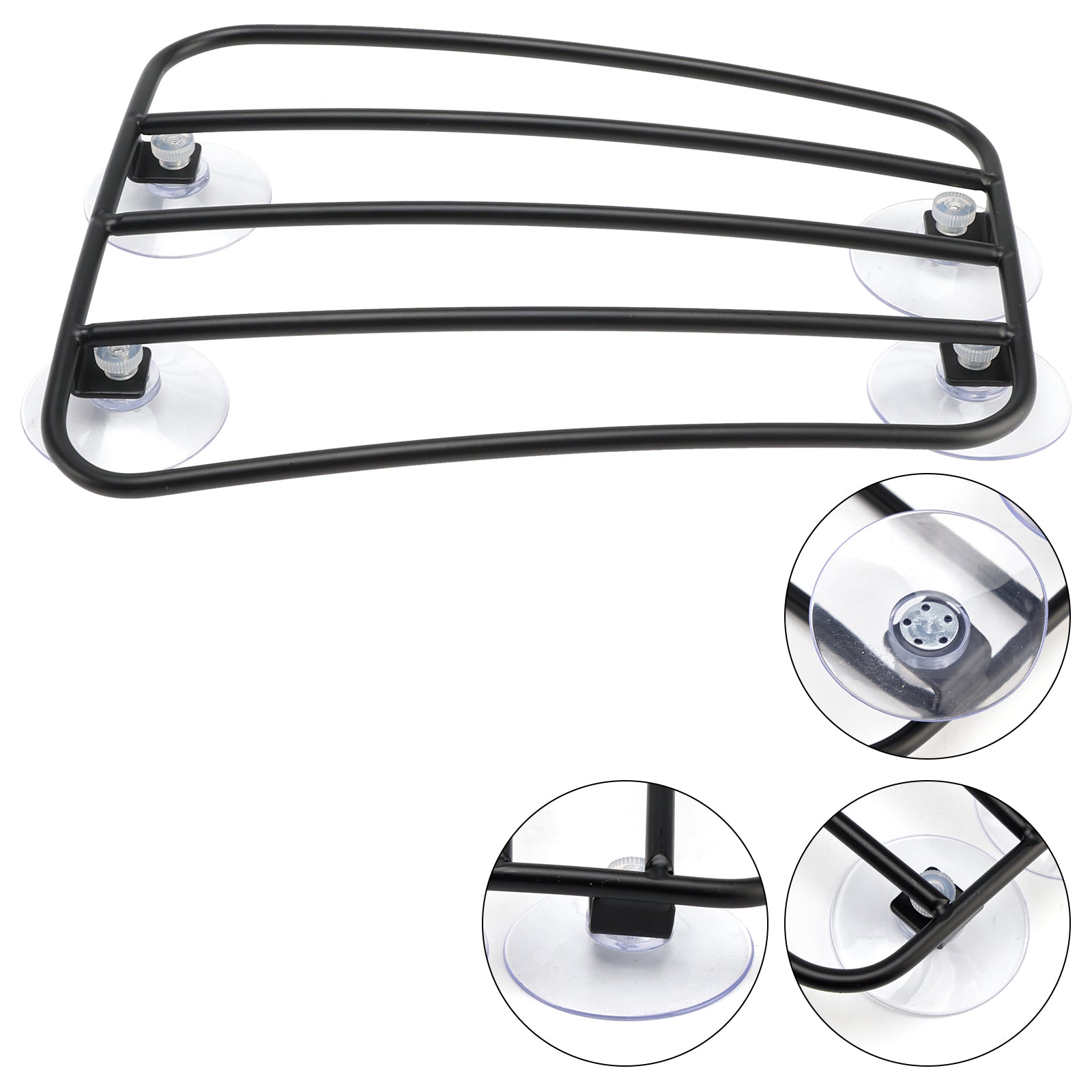 Classic Style Motorcycle Black Universal Parcel Tank Rack Carrier w/Suction Cups