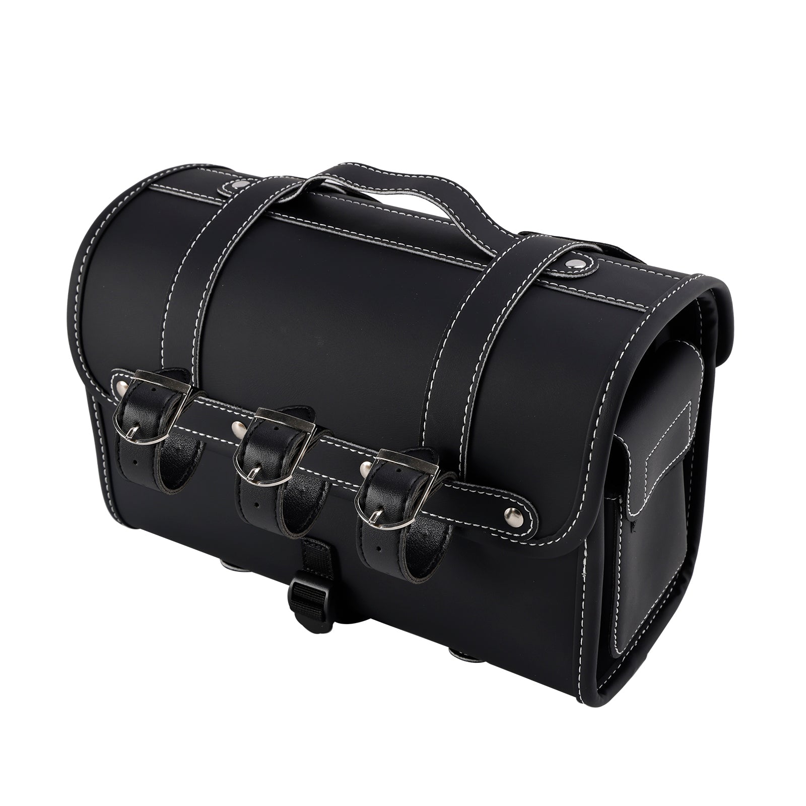 Universal Saddlebag Side Storage Bag Pannier Luggage Pu For Motorcycle Black