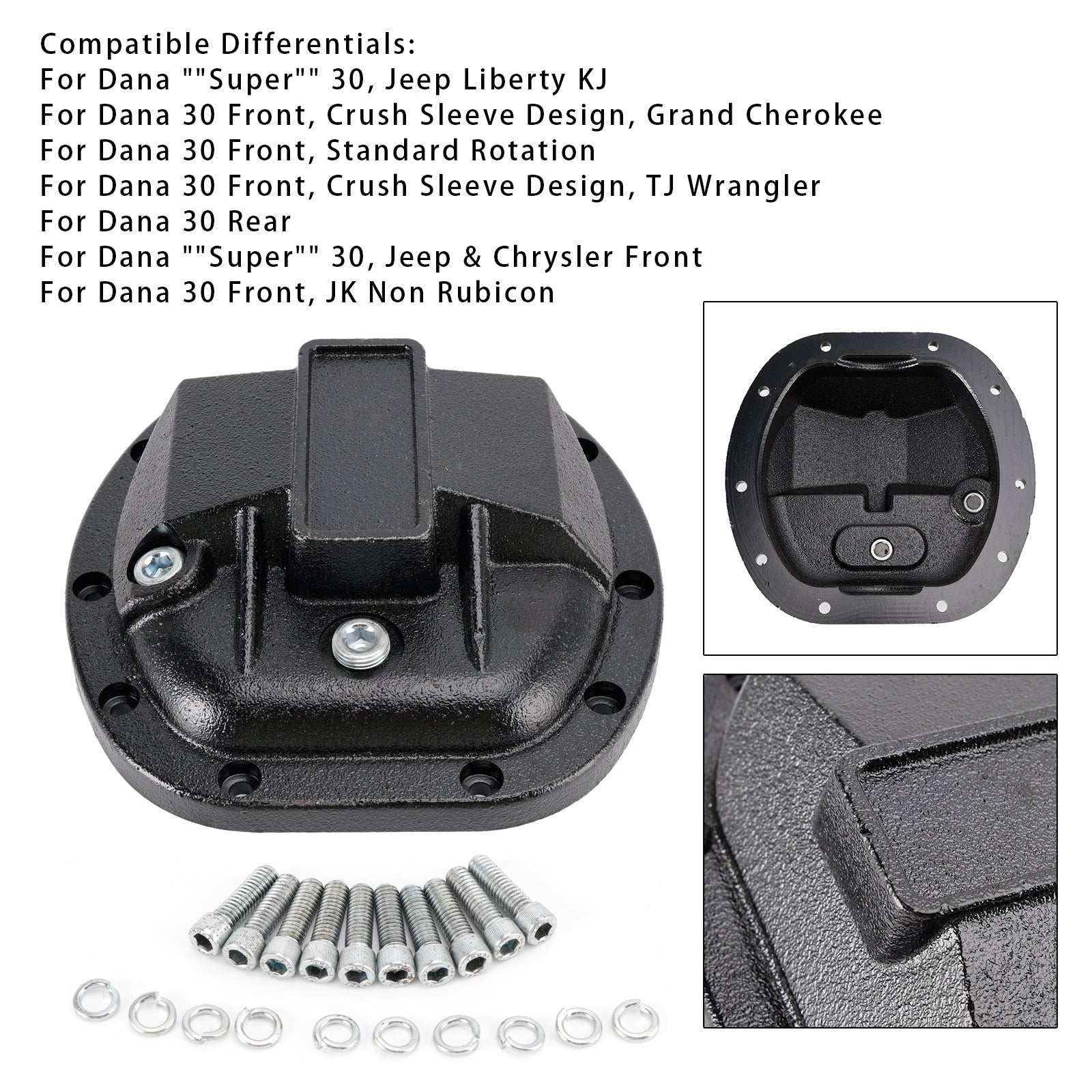 1987-2018 Jeep Wrangler Front Differential Cover for Dana 30 Yukon YHCC-D30