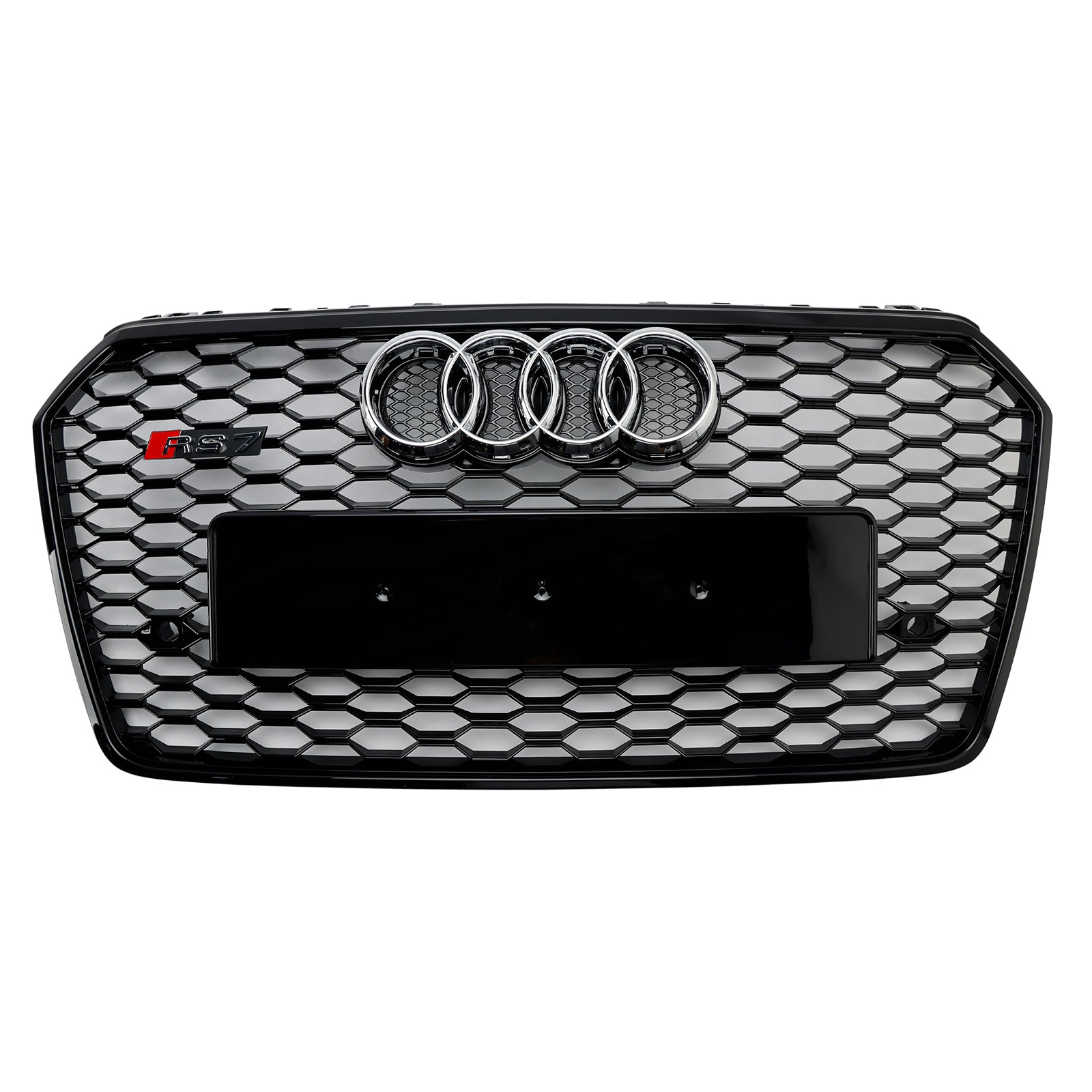 RS7 Style Honeycomb Front Bumper Grille Grill Fit Audi A7 C7 S7 2016-2018 Black