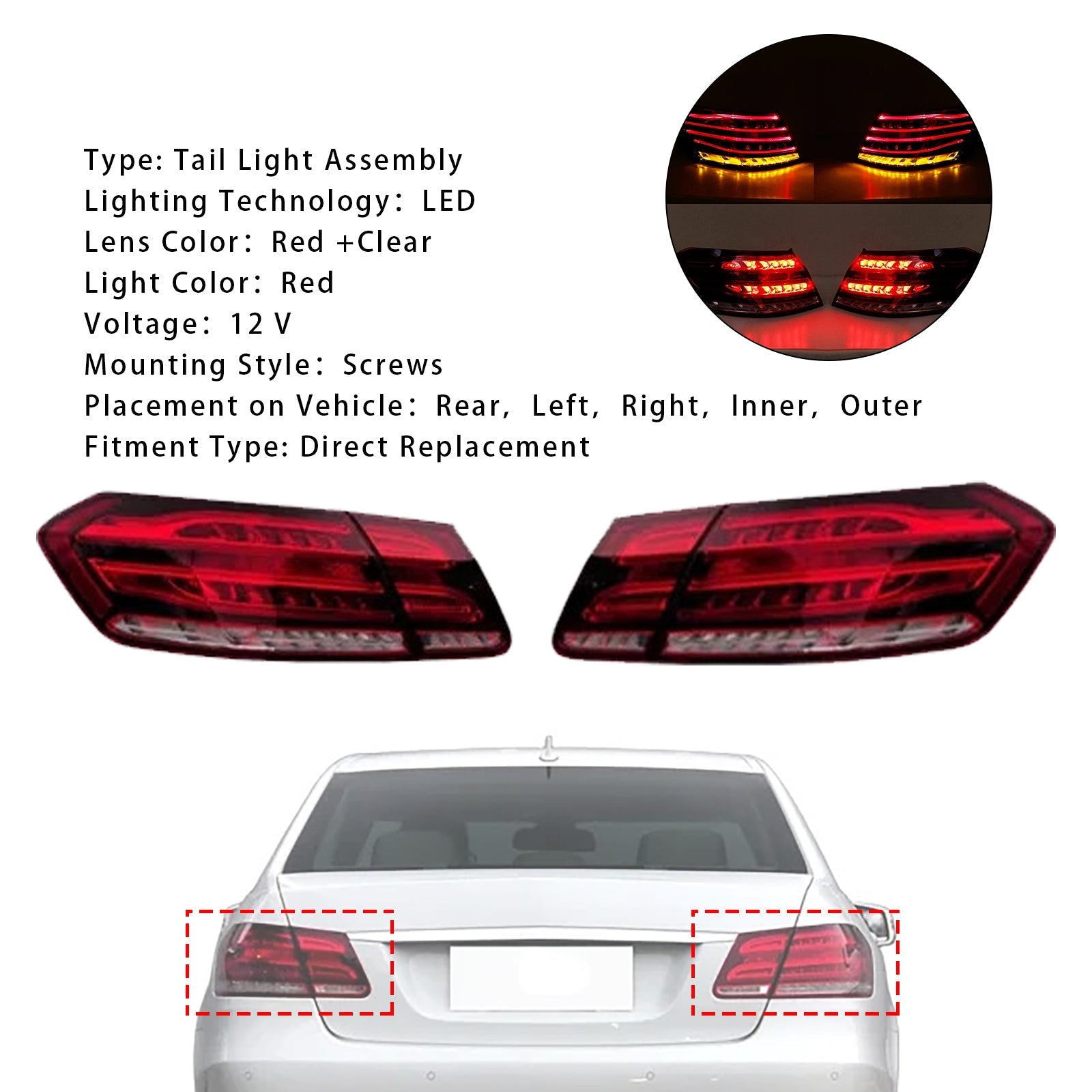 2013-2015 Mercedes-Benz E-CLASS W212 SEDAN FACELIFT 4PCS LED Rear Tail Light Brake Lamp