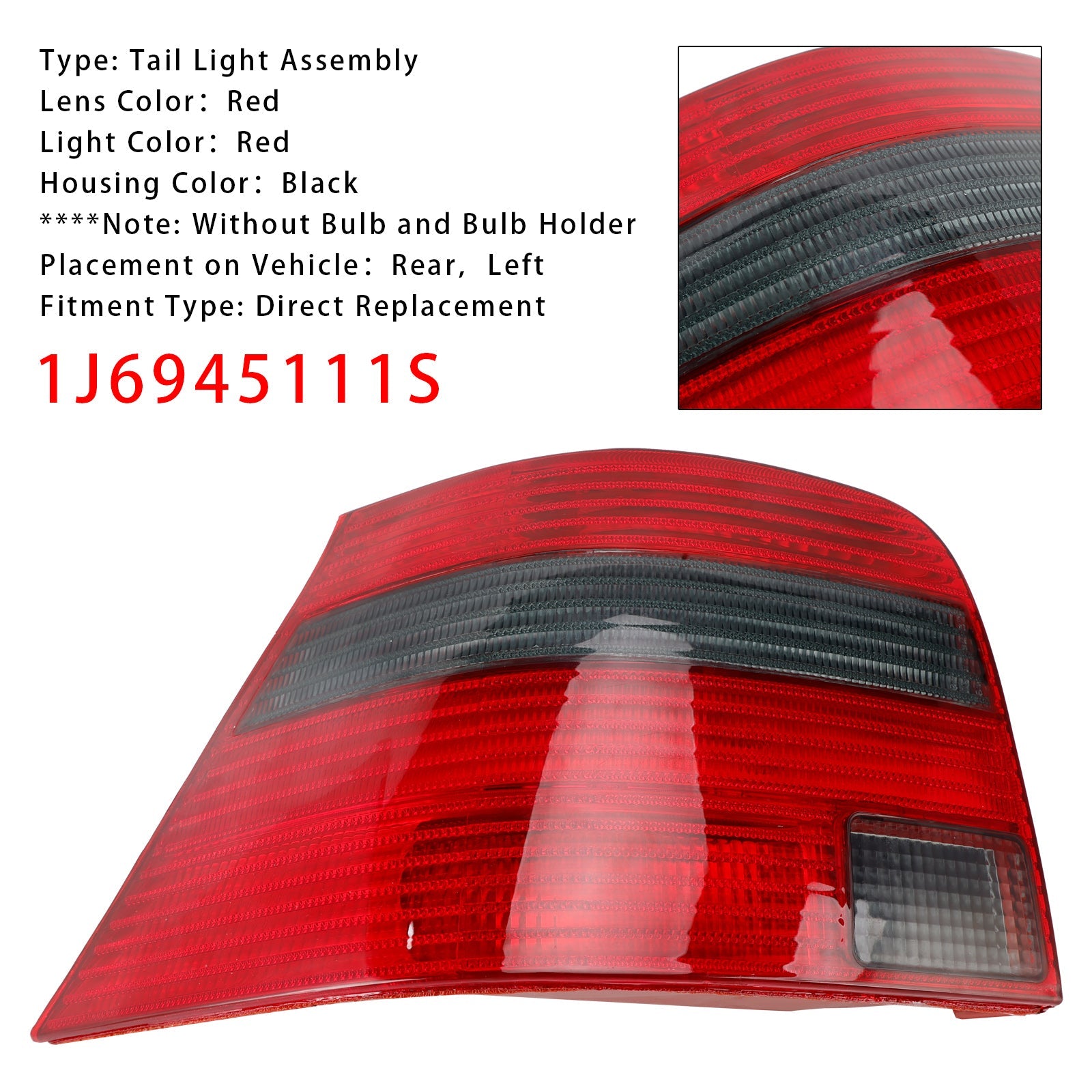 1997-2005 VW Golf Mk4 Hatchback Left Tail Light Lamp 1J6945111S 1J6945111T