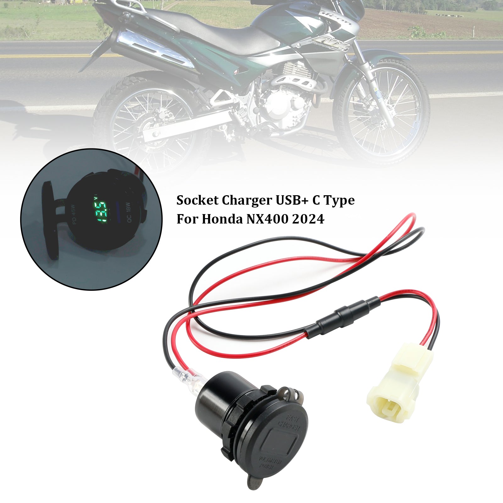 12V Socket Charger USB+C Type Quick Fits For Honda NX400 2024